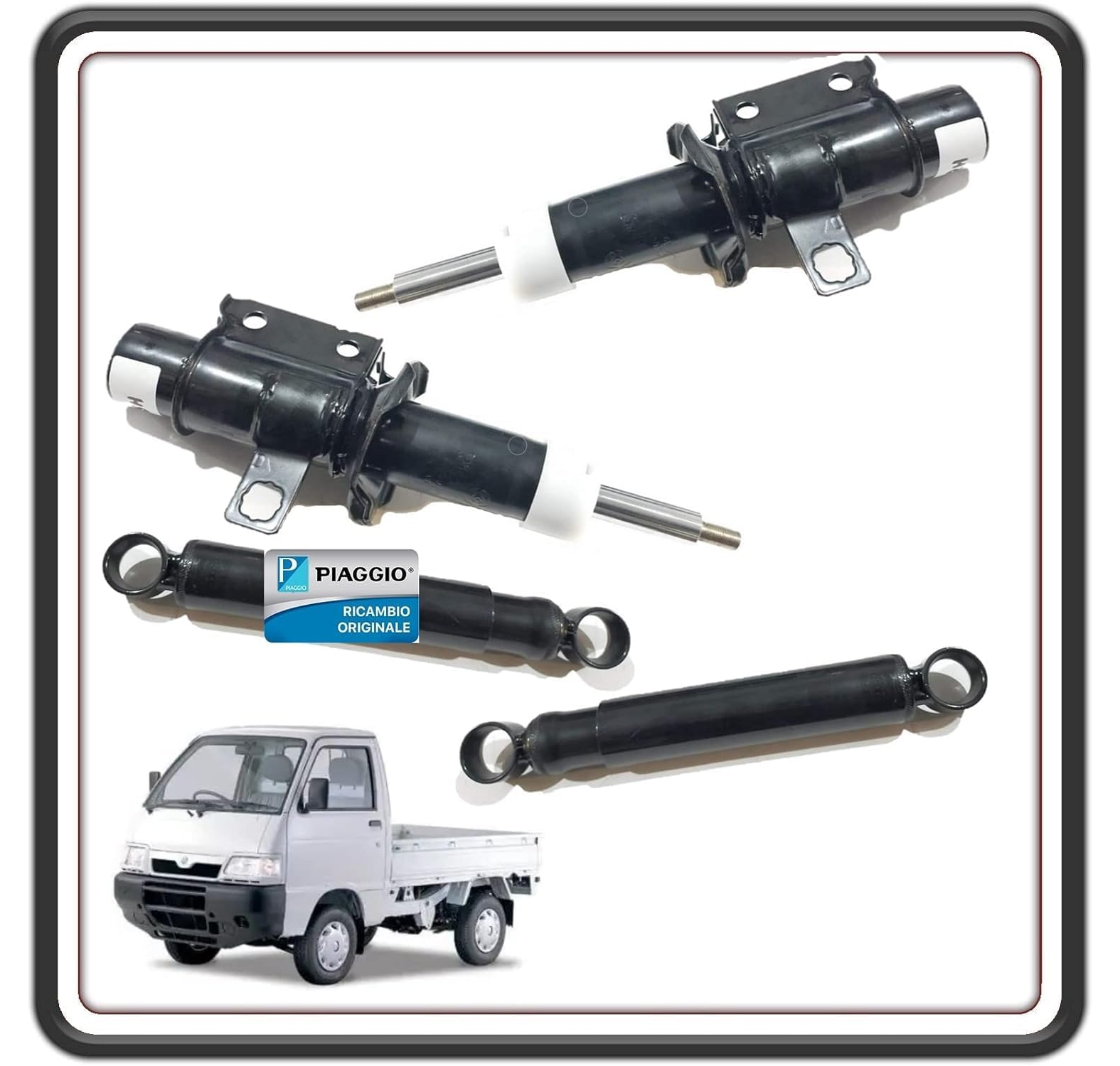 KIT AMMORTIZZATORI COMPLETO ANTERIORI E POSTERIORI PER PORTER 1300 16V FINO AL 2009 MOTORE DAIHATSU - PORTER 1200 1400 DIESEL ORIGINALE PIAGGIO 56594R - B004344 - B004343