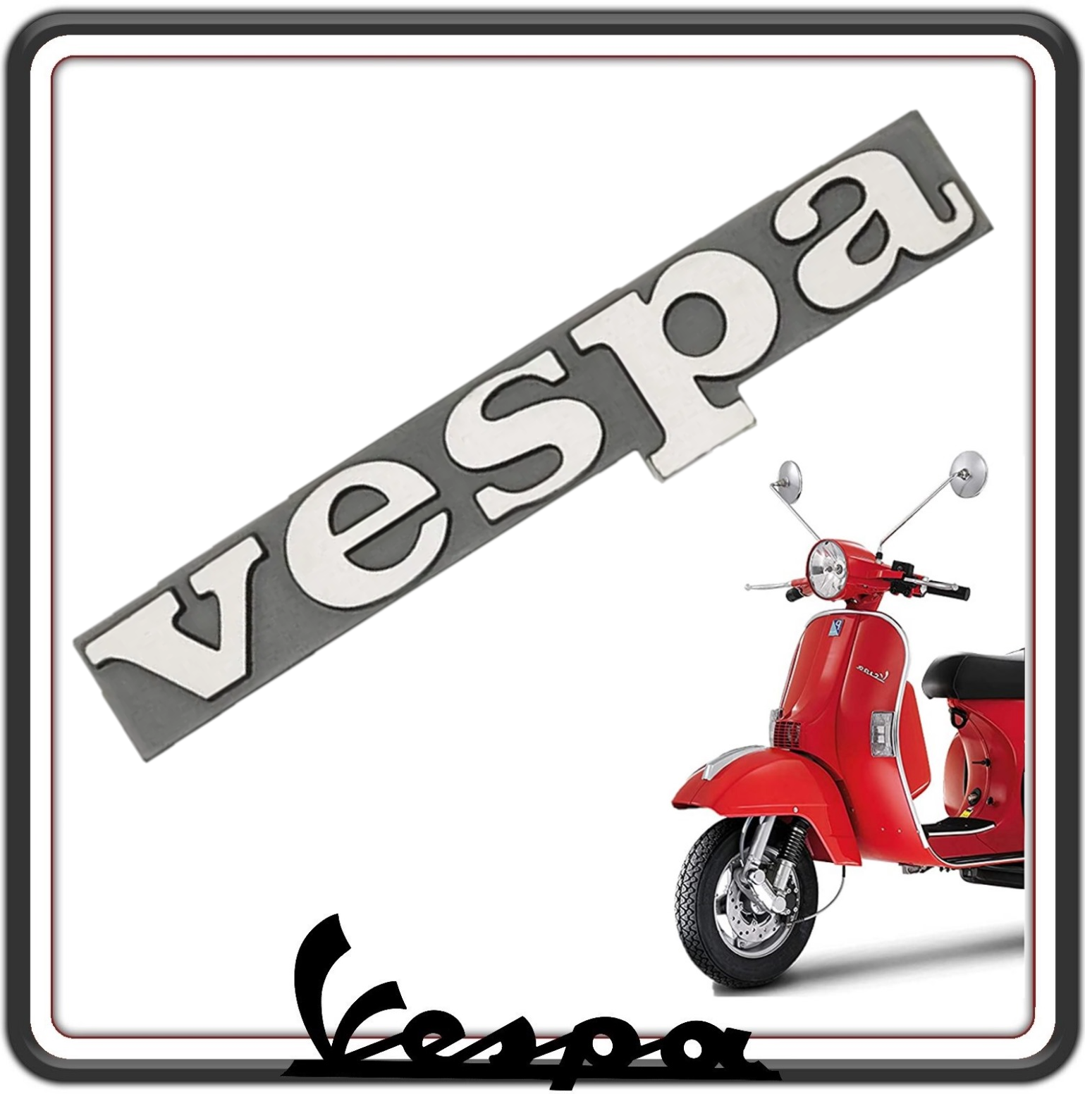 TARGHETTA SCRITTA LOGO STEMMA FREGIO ANTERIORIE COMPATIBILE PER VESPA PX TUTTI I MODELLI - VESPA ARCOBALENO