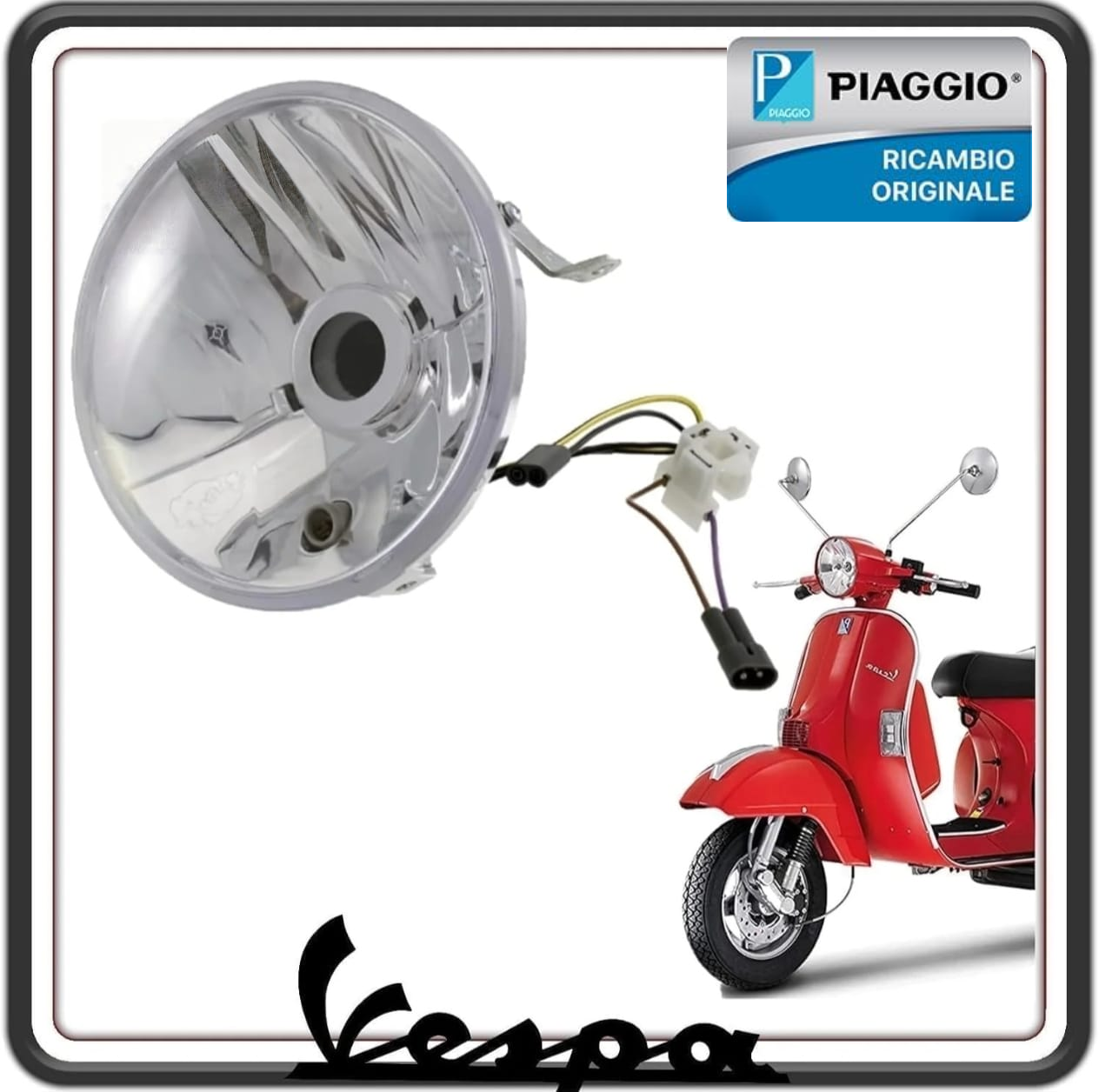 FARO PROIETTORE GRUPPO OTTICO FANALE ANTERIORE VESPA PX 125-150 - 200 TUTTE LE VERSIONI DAL 1998 IN POI ORIGINALE PIAGGIO 582946