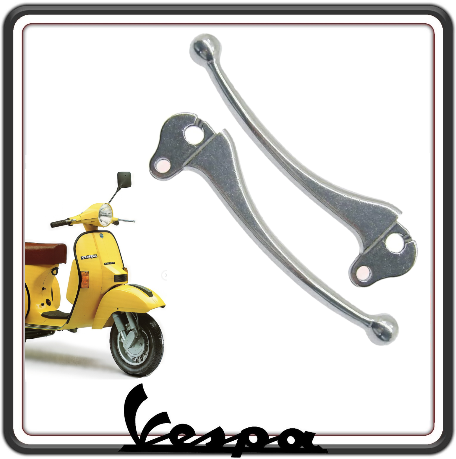 COPPIA LEVA LEVE FRENO E FRIZIONE COMPATIBILI VESPA PX - VESPA PE - VESPA ARCOBALENO PRIMA SERIE TUTTI MODELLI SENZA FRENO A DISCO.