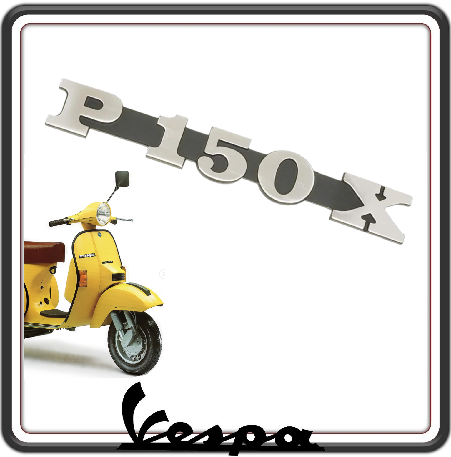 TARGHETTA ETICHETTA SCRITTA LATERALE COMPATIBILE PER VESPA P 150 X