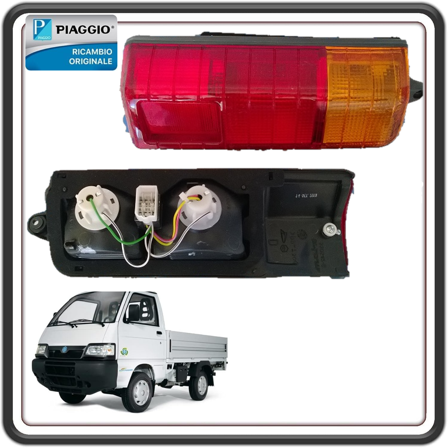 FANALE FANALINO FARO STOP POSTERIORE DESTRO COMPLETO PER PIAGGIO PORTER 1000-1300 VAN DAL 1992 AL 2009 - PIAGGIO PORTER 1400 VAN DIESEL DAL 1998 AL 2005 ORIGINALE PIAGGIO 8155087Z02000
