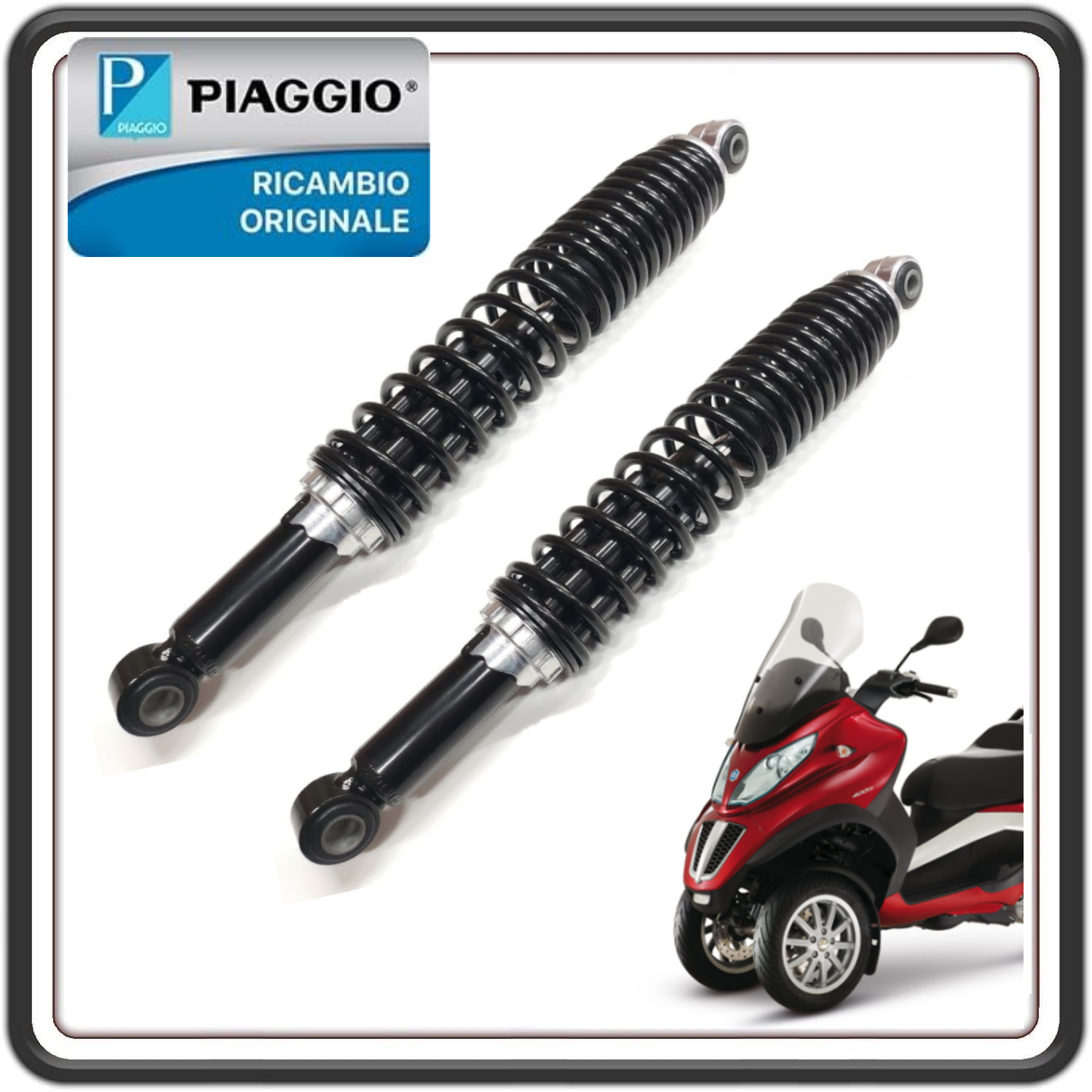 KIT AMMORTIZZATORI POSTERIORI PER PIAGGIO MP3 125 DAL 2006 AL 2012 - MP3 250 DAL 2006 AL 2009 - MP3 300 DAL 2010 AL 2014 ORIGINALE PIAGGIO 58511R