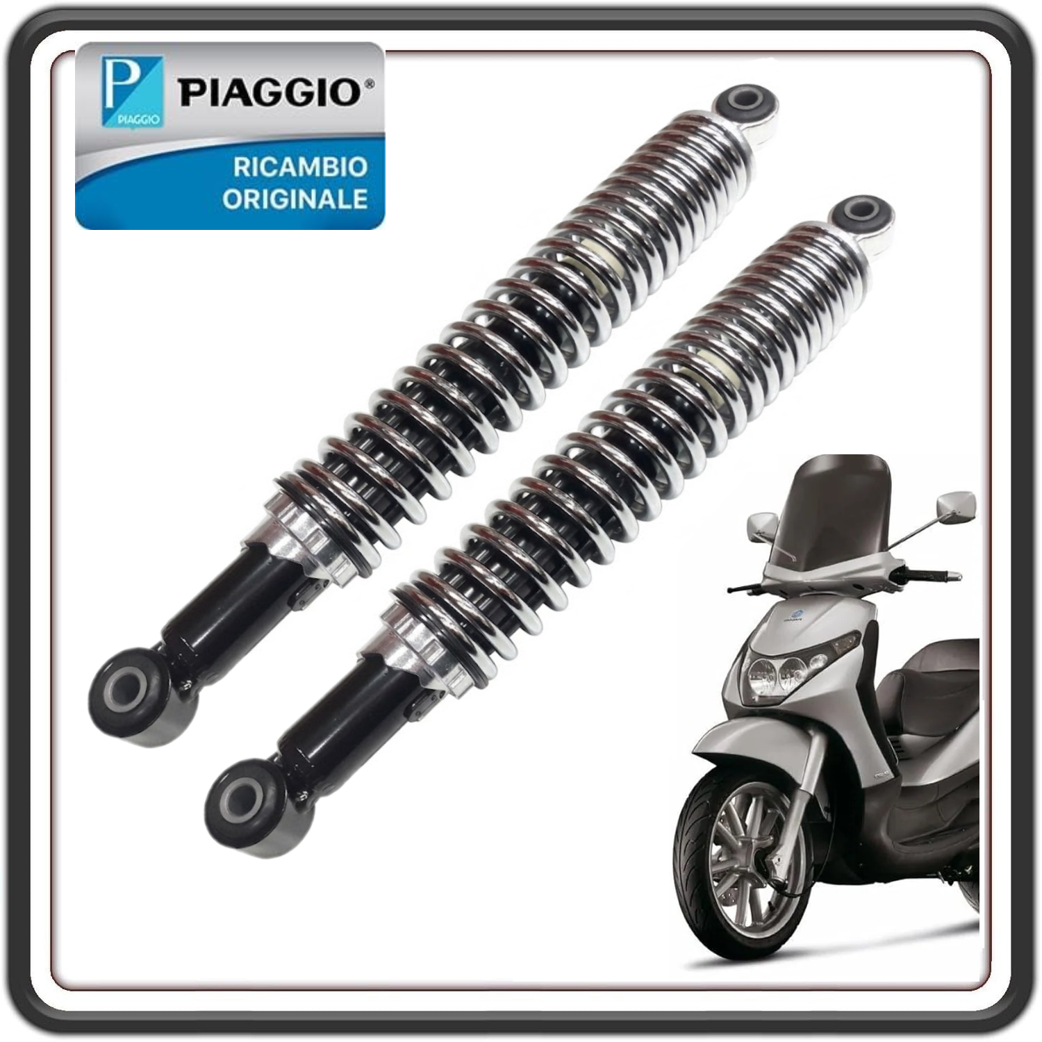 KIT AMMORTIZZATORI POSTERIORI PER PIAGGIO BEVERLY 400 DAL 2006 AL 2010 - BEVERLY 500 DAL 2002 AL 2006 - BEVERLY 500 CRUISER DAL 2006 AL 2012 ORIGINALE PIAGGIO 56210R