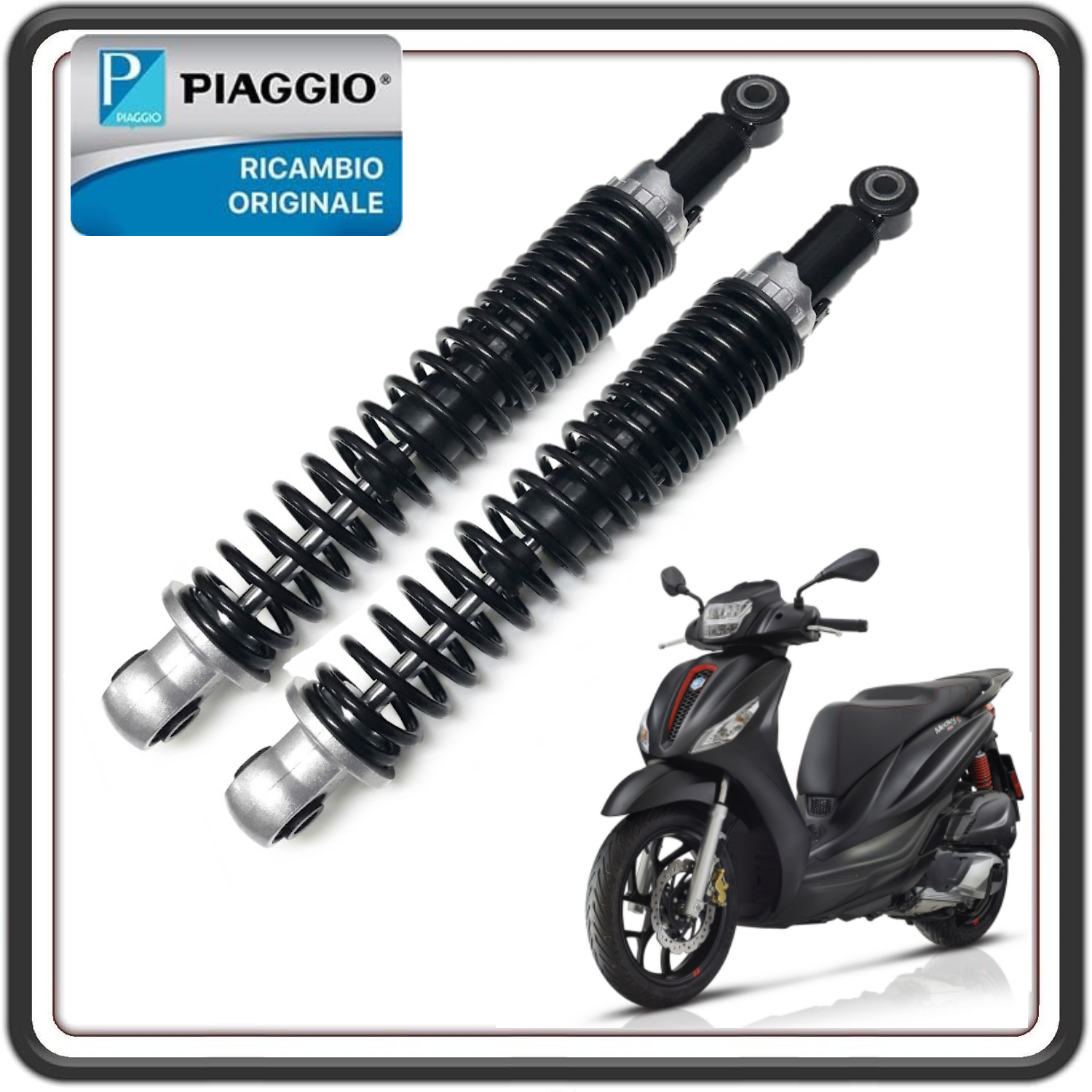 KIT AMMORTIZZATORI POSTERIORI PER PIAGGIO MEDLEY 125 DAL 2016 AL 2025 - PIAGGIO MEDLEY 150 DAL 2016 AL 2024 - PIAGGIO MEDLEY 200 DAL 2024 AL 2025 ORIGINALE PIAGGIO 1C005119R