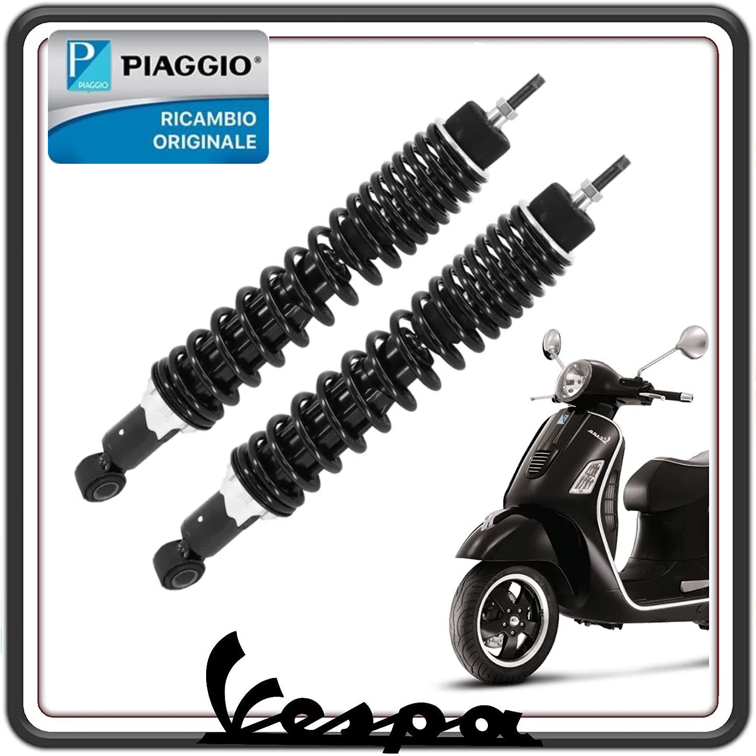 KIT AMMORTIZZATORI POSTERIORI PER PIAGGIO VESPA GTS 125 -150-250- 300 - PIAGGIO VESPA GRANTURISMO 125-200 - VESOA GTV 125-250-300 (LEGGI COMPATIBILITA') ORIGINALE PIAGGIO 1C004531R