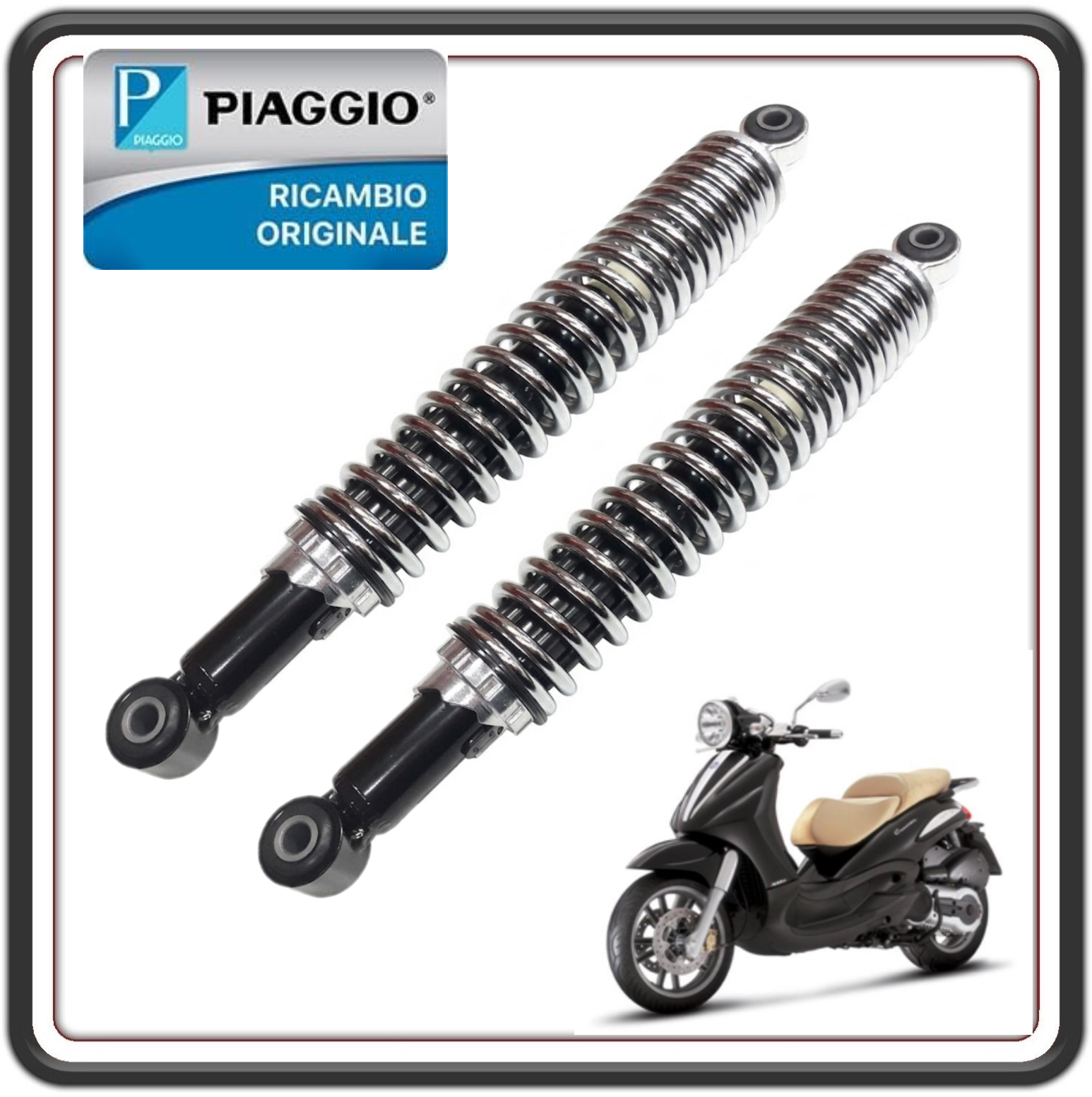 KIT AMMORTIZZATORI POSTERIORI PER PIAGGIO BEVERLY 400 DAL 2006 AL 2010 - BEVERLY 500 DAL 2002 AL 2006 - BEVERLY 500 CRUISER DAL 2006 AL 2012 ORIGINALE PIAGGIO 56210R