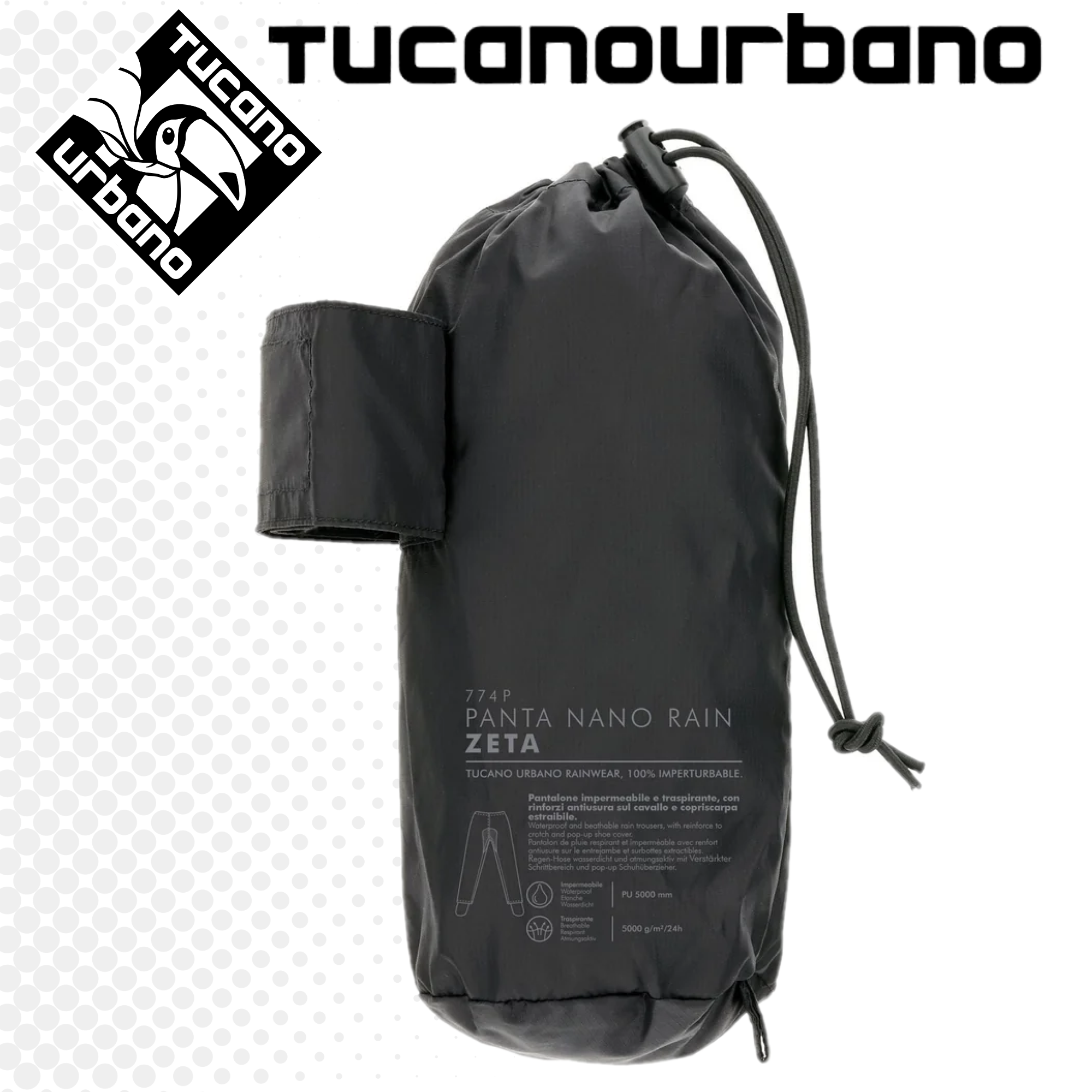 PANTALONE ANTIPIOGGIA TUCANO URBANO PANTA NANO RAIN ZETA HYDROSCUD® NERO