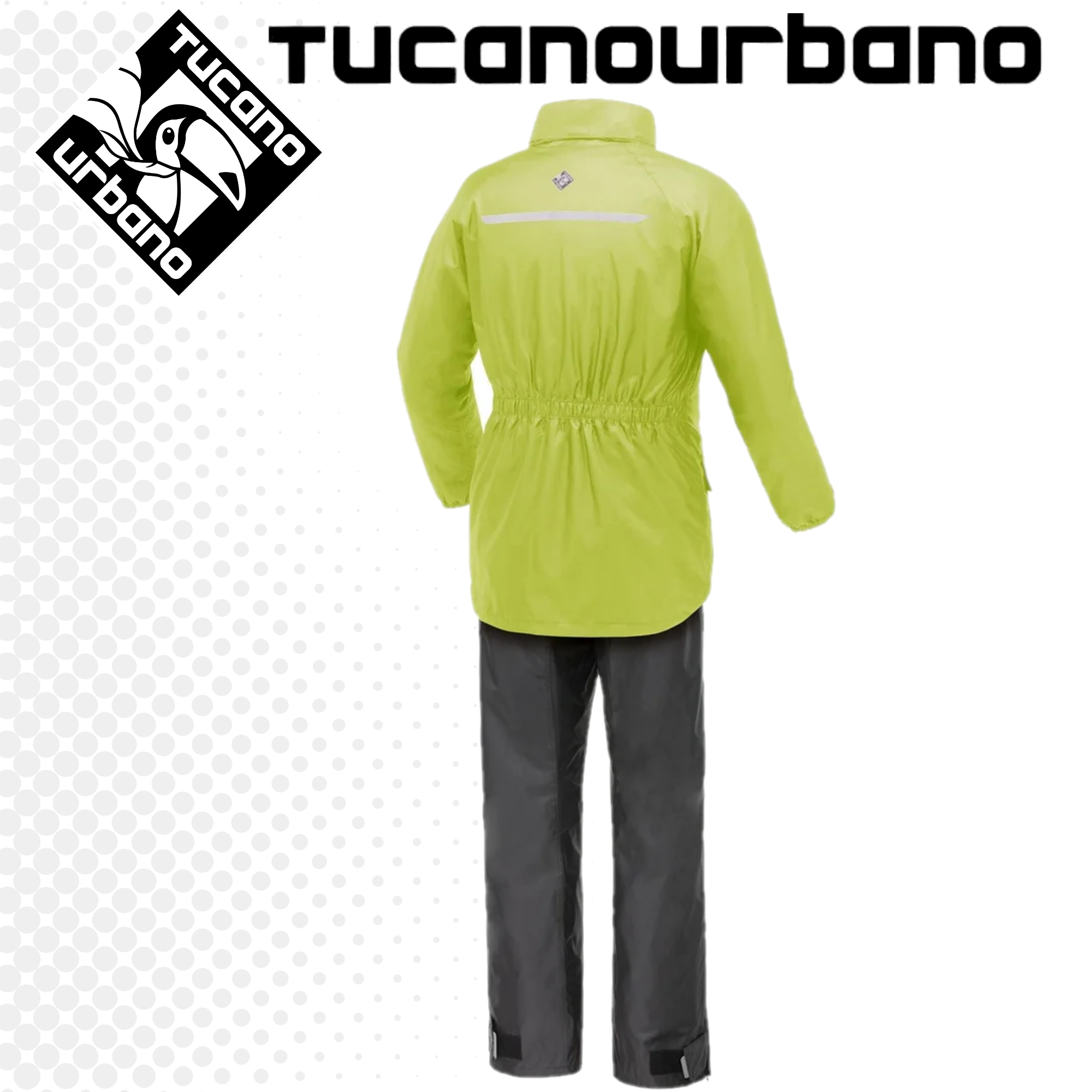 SET COMPLETO ANTIPIOGGIA TUCANO URBANO DILUVIO DAY HYDROSCUD® NERO E GIALLO FLUO