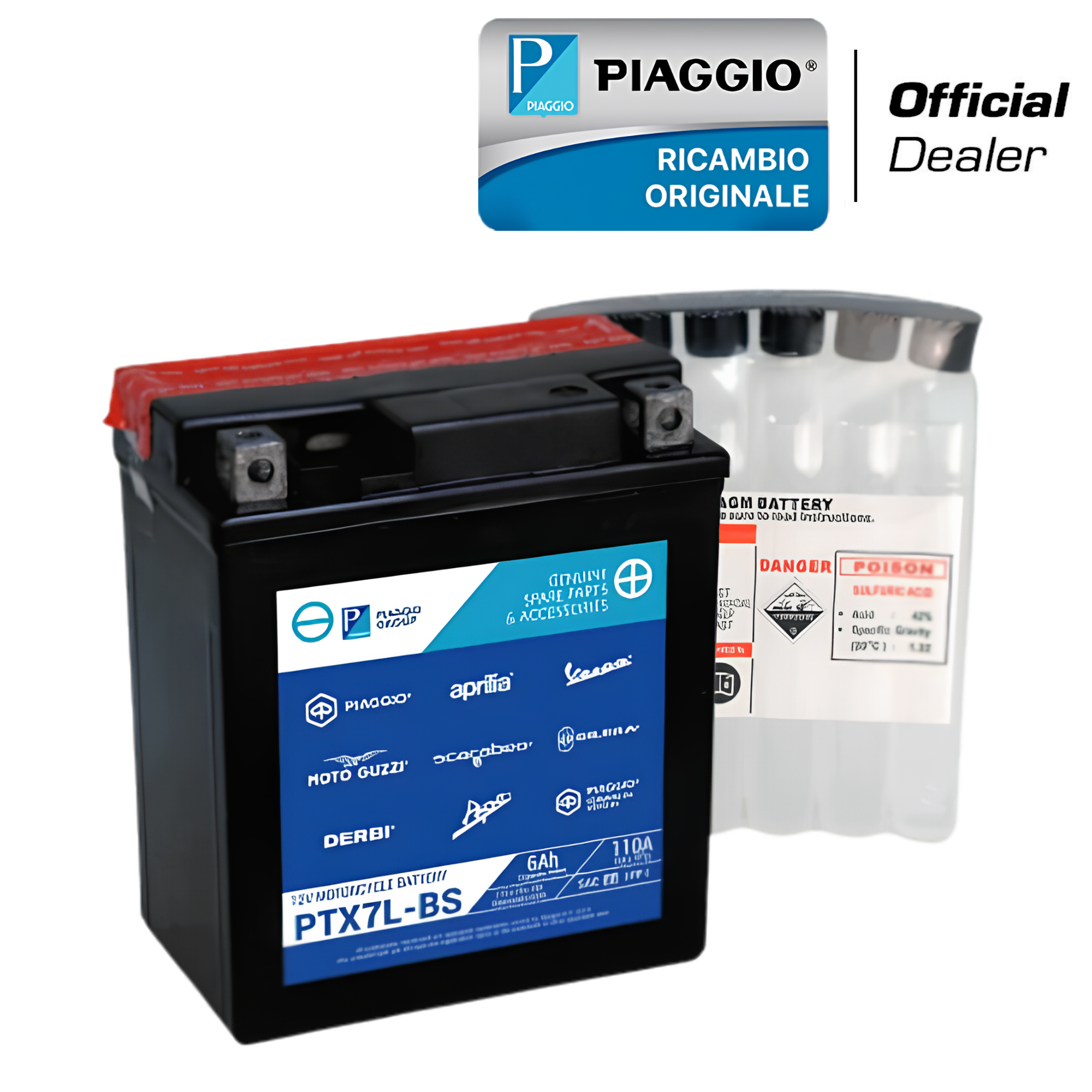 BATTERIA BTX7L-BS ORIGINALE PER APRILIA RS - BETA - HONDA SH - PIAGGIO LIBERTY - MEDLEY - VESPA GTS