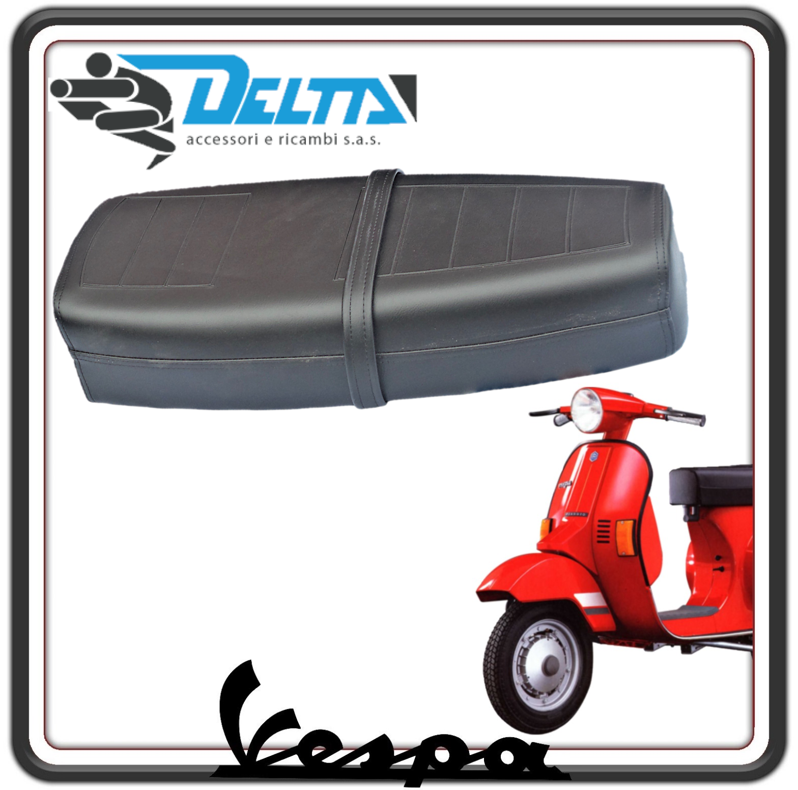 SELLA SELLONE SEDILE LUNGO NERO CON SERRATURA PER PIAGGIO VESPA PK 50-125
