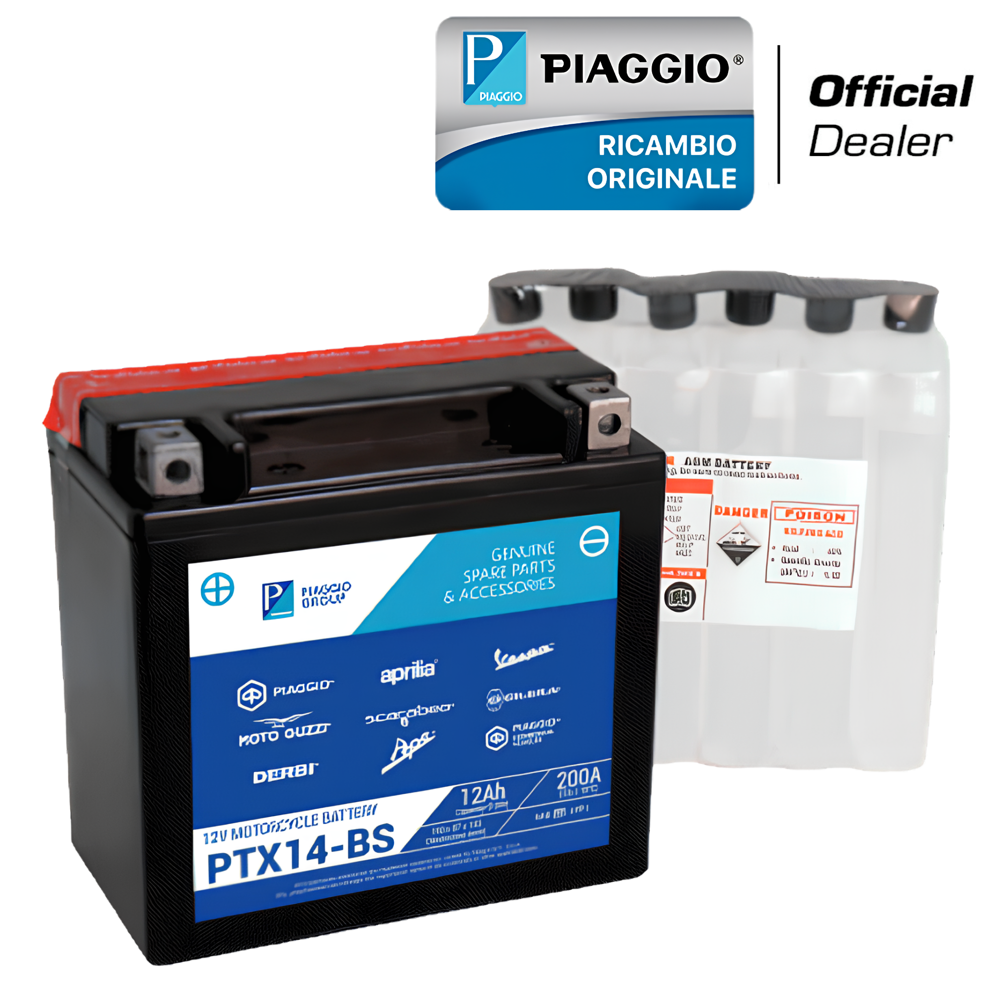 BATTERIA PTX14-BS ORIGINALE PER PIAGGIO BEVERLY - MP3 - APRILIA - MOTO GUZZI