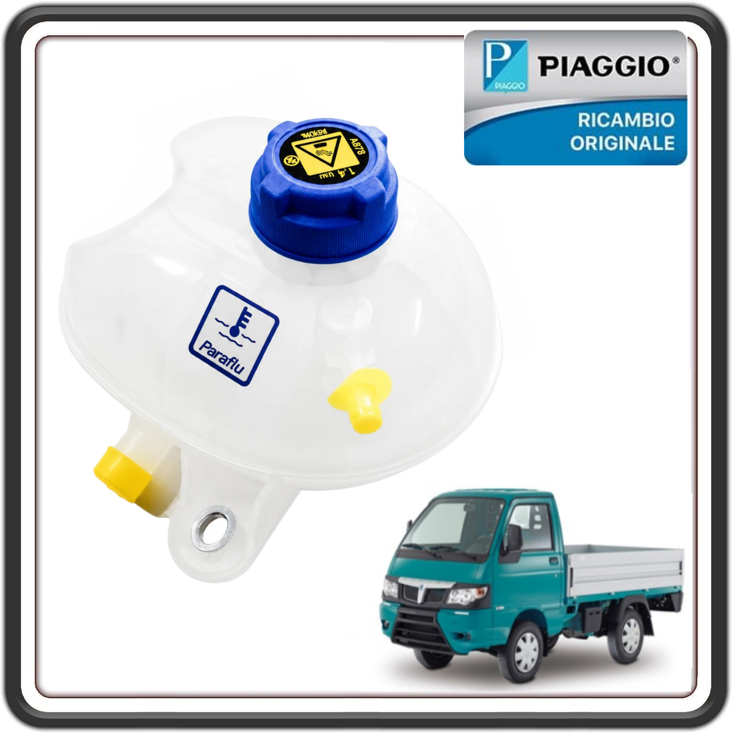 SERBATOIO LIQUIDO DI RAFFREDDAMENTO PER PIAGGIO PORTER MULTITECH DAL 2010 AL 2020 - MAXXI MULTITECH DAL 2010 AL 2020 - D120 DIESEL DAL 2010 AL 2015 - MAXXI D120 DIESEL DAL 2010 AL 2015 ORIGINALE PIAGGIO 1R000587