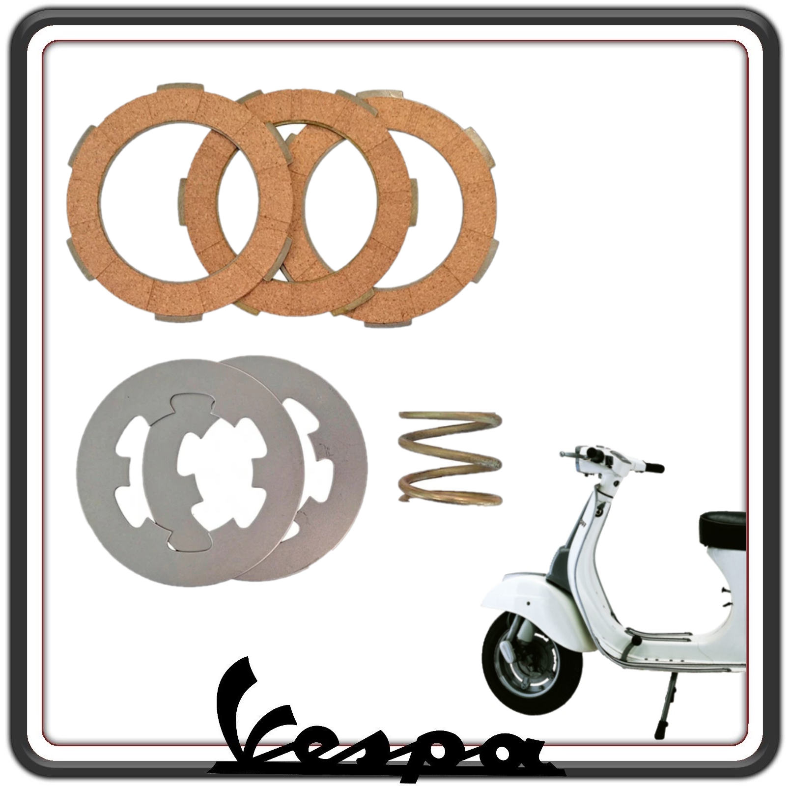 KIT DISCHI FRIZIONE STANDARD COMPATIBILI PER PIAGGIO VESPA 50 SPECIAL - L-R-N - PIAGGIO VESPA PK 50-125 - 125 ET3 PRIMAVERA