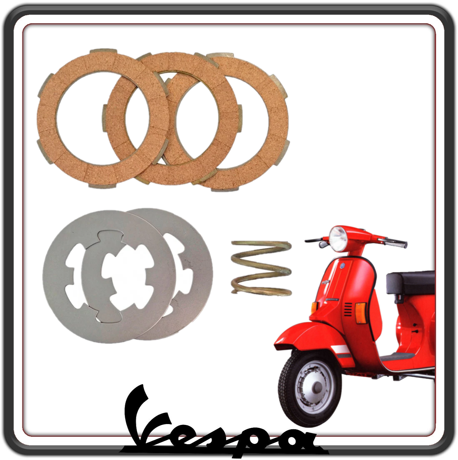 KIT DISCHI FRIZIONE STANDARD COMPATIBILI PER PIAGGIO VESPA 50 SPECIAL - L-R-N - PIAGGIO VESPA PK 50-125 - 125 ET3 PRIMAVERA