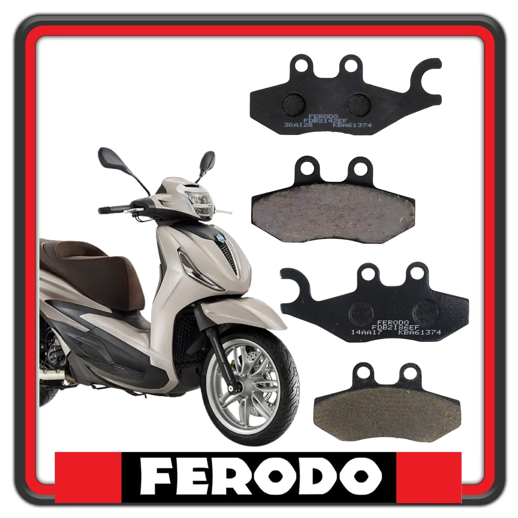 KIT PASTIGLIE FRENO FERODO PER PIAGGIO BEVERLY 300 (2021 - 2025)