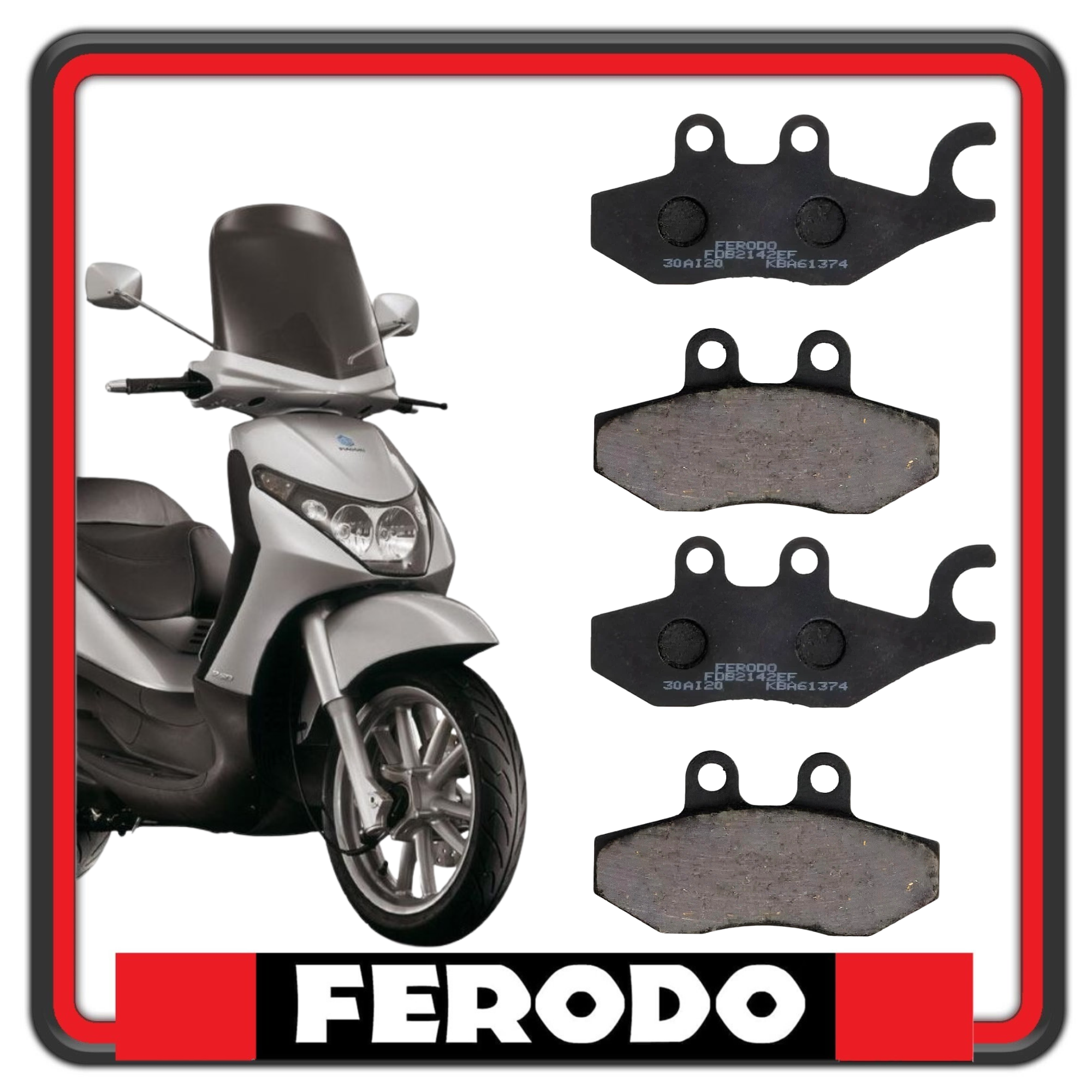 KIT PASTIGLIE FRENO FERODO PER PIAGGIO BEVERLY 125 - 250