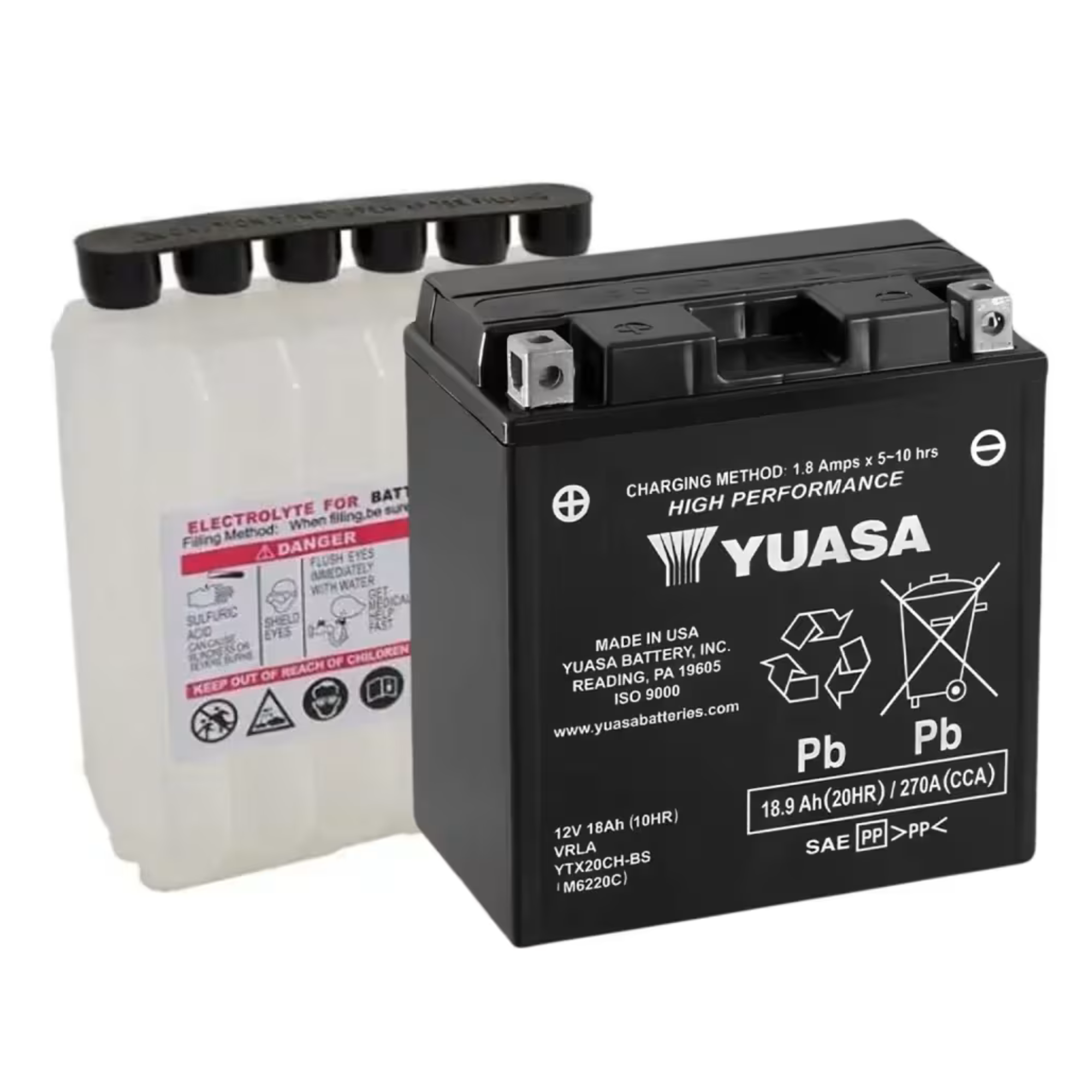 Batteria Yuasa YTX20CH-BS 12V 18.9Ah 270A AGM Con Acido