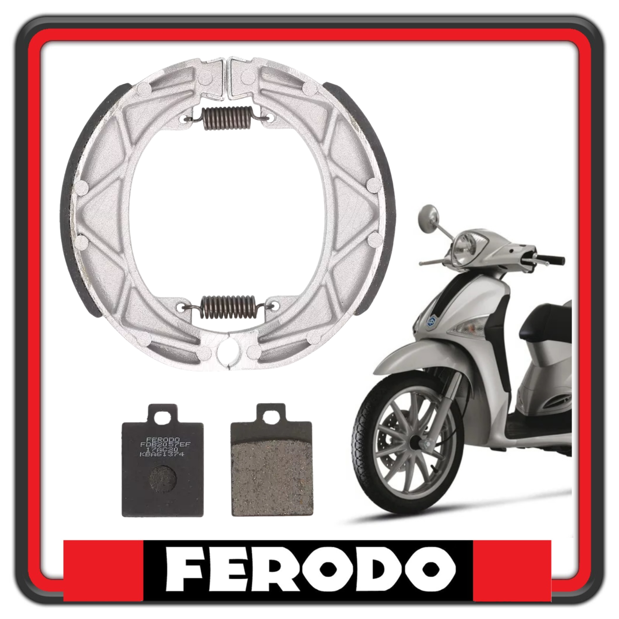 KIT PASTIGLIE PASTICCHE FRENO + GANASCE FRENO FERODO PER PIAGGIO LIBERTY 50 - 125 - LIBERTY 150 - LIBERTY 200 (COMPATIBILITA' MODELLI IN DESCRIZIONE)