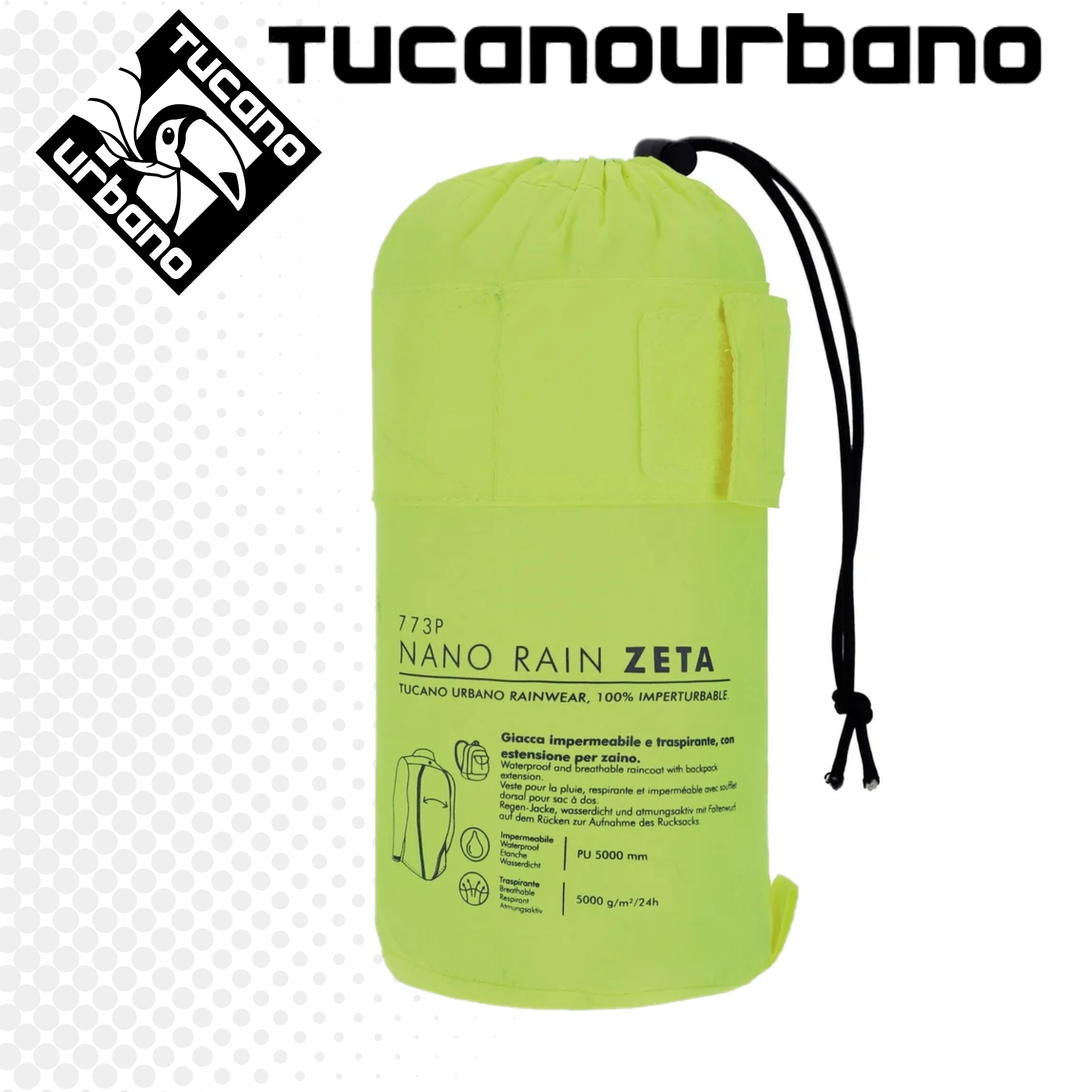 Giacca Antipioggia Tucano Urbano NANO RAIN ZETA HYDROSCUD® Giallo Fluo