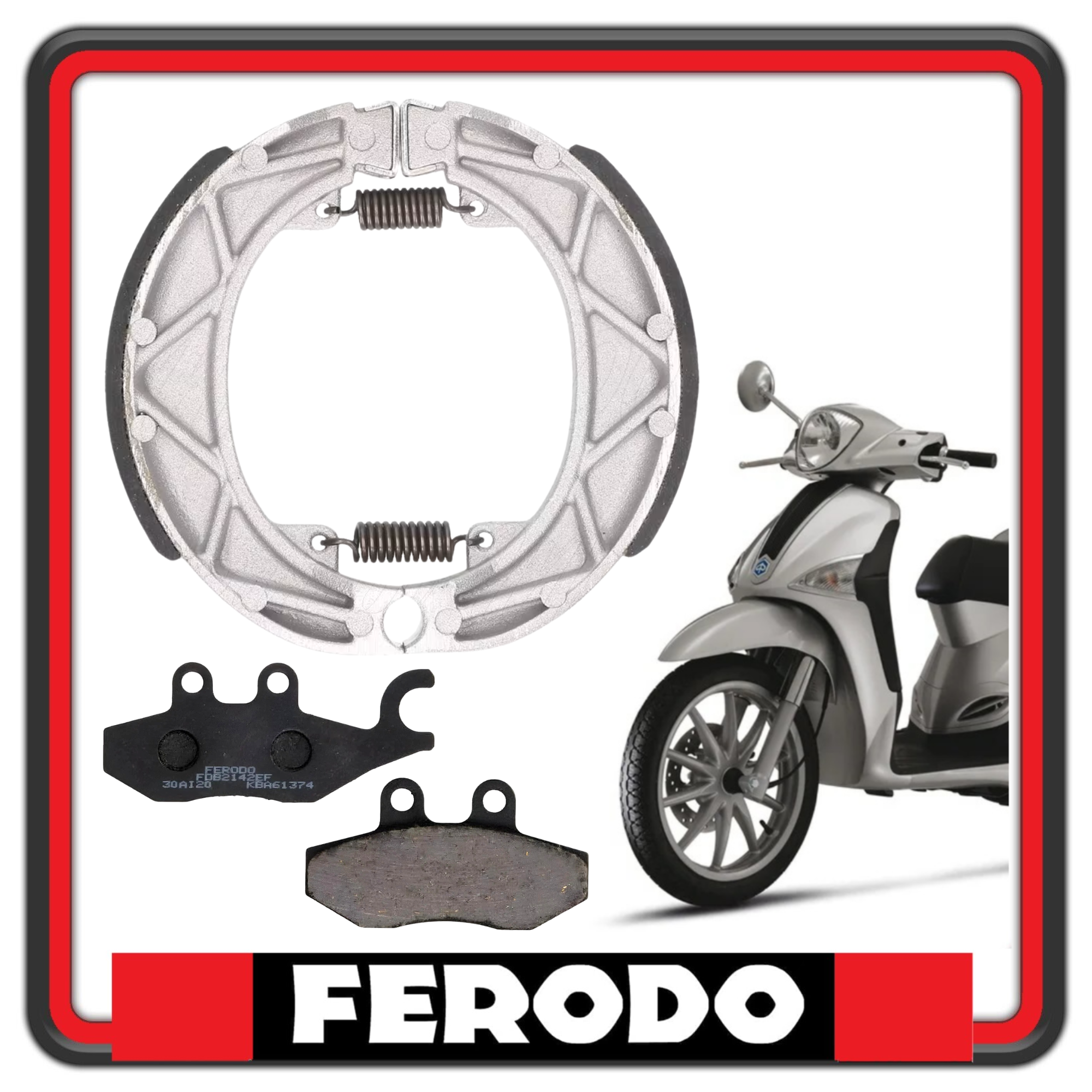 KIT PASTIGLIE PASTICCHE FRENO + GANASCE FRENO FERODO PER PIAGGIO LIBERTY 50 (COMPATIBILITA' MODELLI IN DESCRIZIONE)