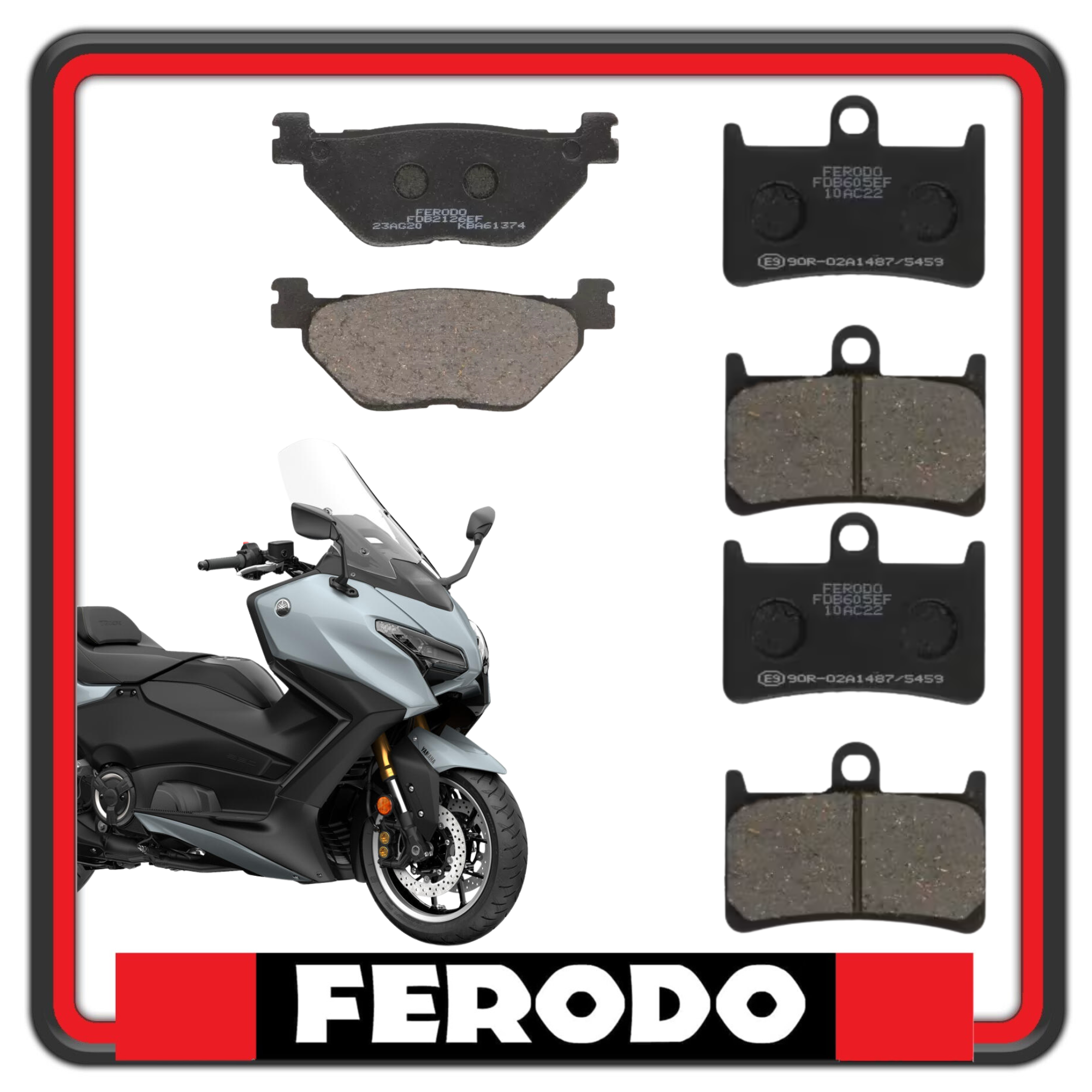 KIT PASTIGLIE PASTICCHE FRENO ANTERIORI + POSTERIORI FERODO PER YAMAHA TMAX 560 – TMAX 562 (COMPATIBILITA' MODELLI IN DESCRIZIONE)