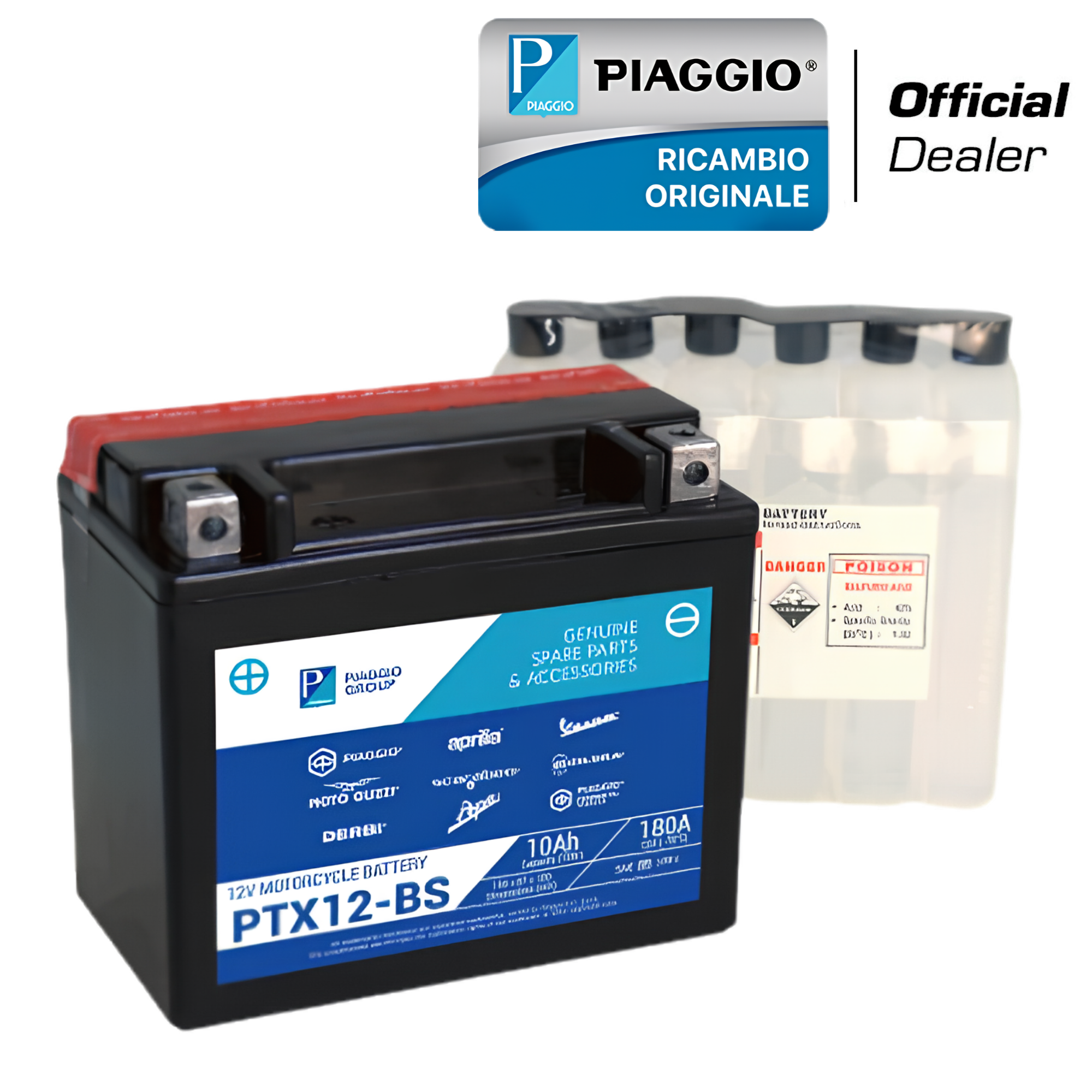 BATTERIA PTX12-BS ORIGINALE PER APRILIA SCARABEO - GILERA - KYMCO - VESPA LX - GTS – PIAGGIO BEVERLY