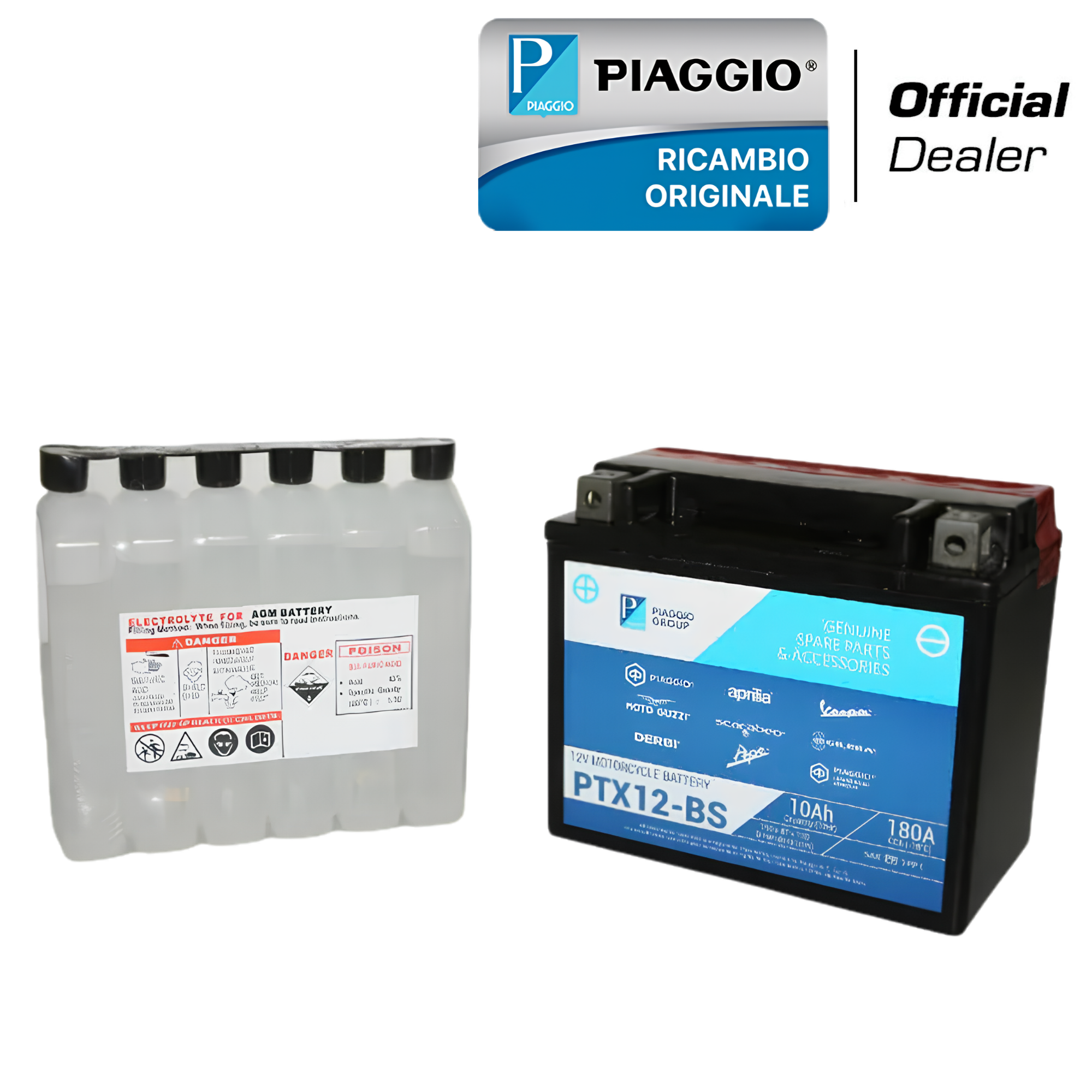 BATTERIA PTX12-BS ORIGINALE PER APRILIA SCARABEO - GILERA - KYMCO - VESPA LX - GTS – PIAGGIO BEVERLY