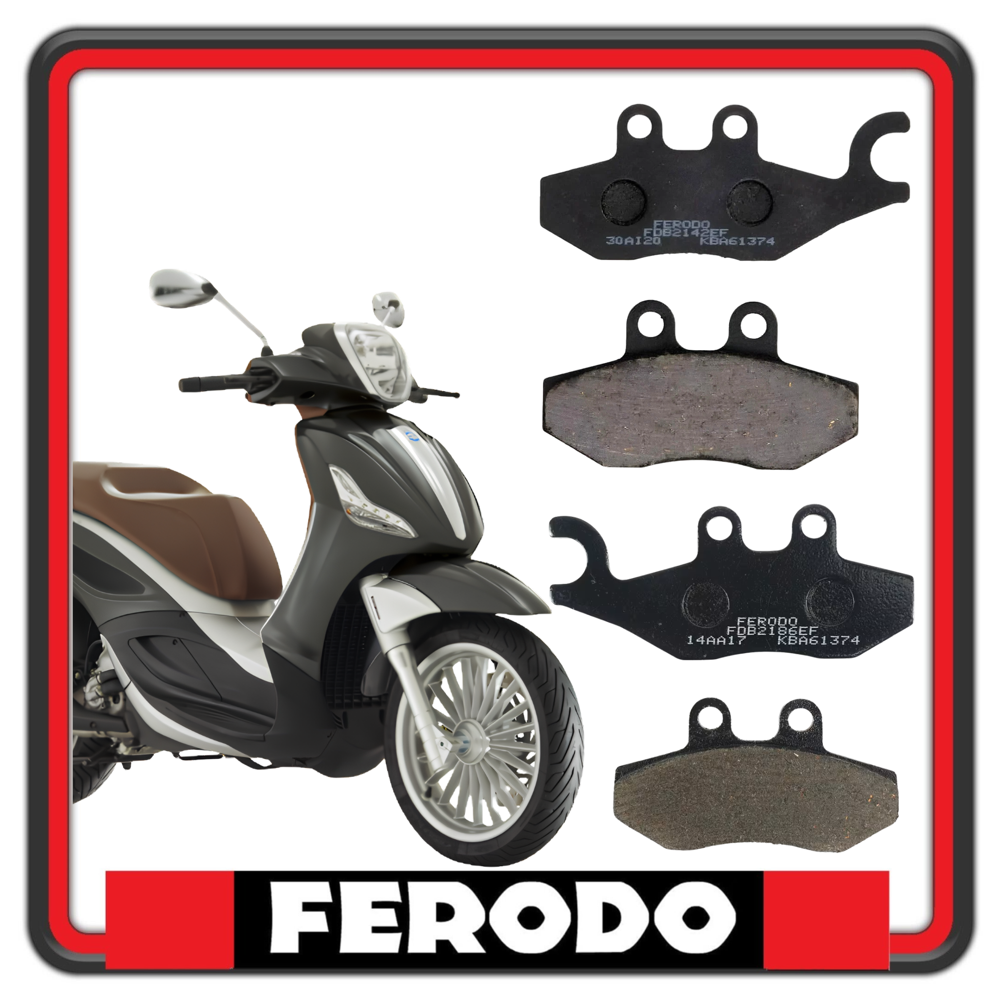 KIT PASTIGLIE FRENO FERODO PER PIAGGIO BEVERLY 125 - 300 - 350