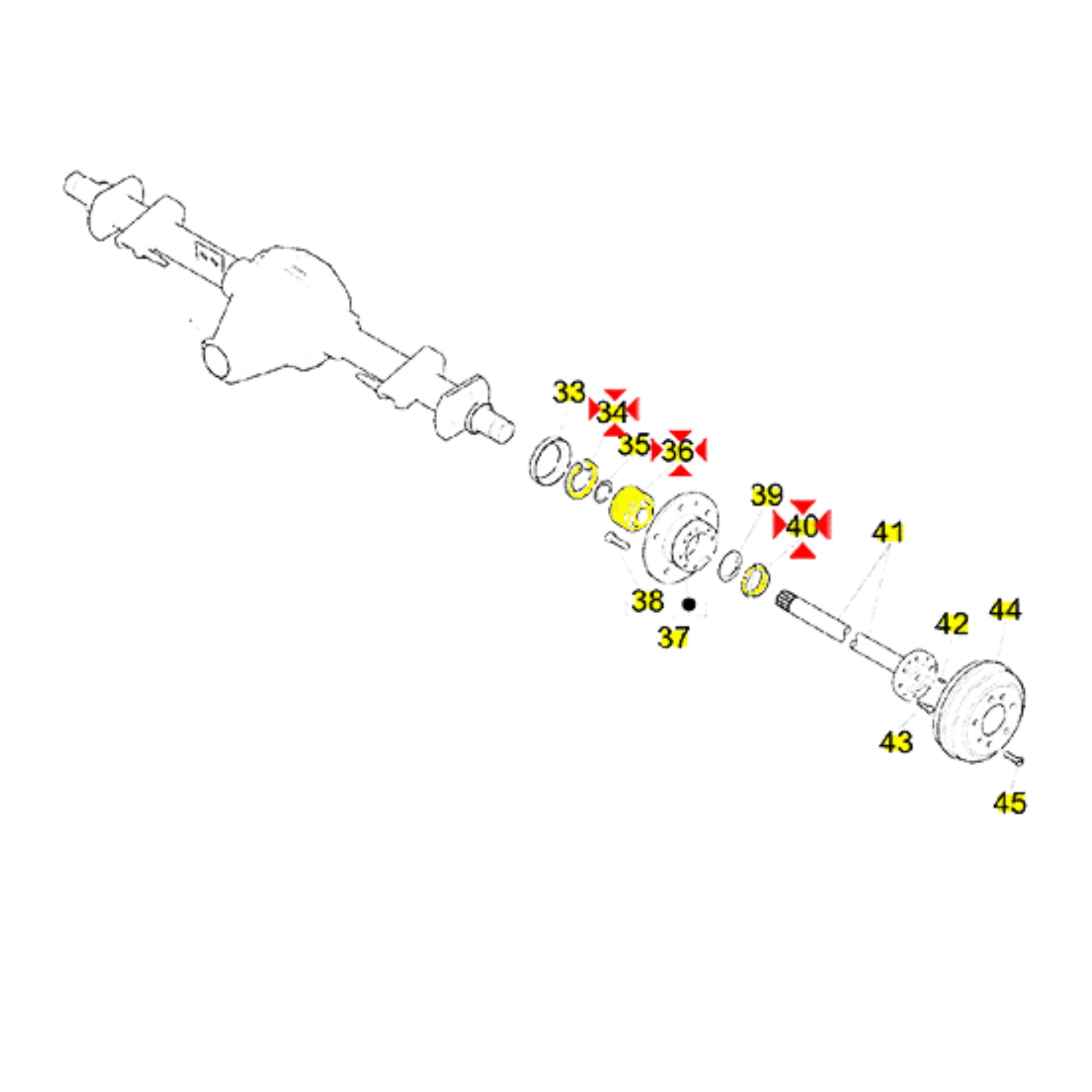 CUSCINETTO RUOTA POSTERIORE SEMIASSE MOZZO COMPLETO DI DADO E FERMO PER PIAGGIO PORTER MAXXI