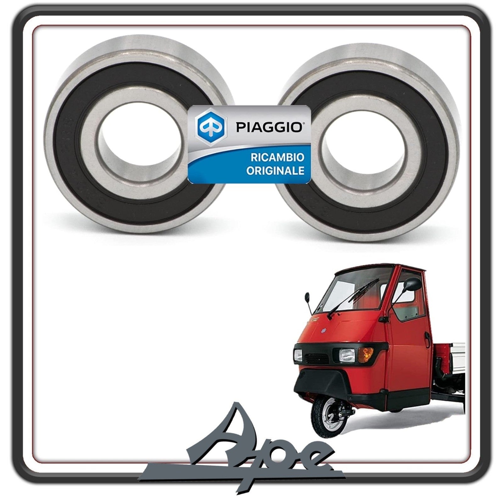 KIT 2 CUSCINETTO CUSCINETTI MOZZO RUOTA POSTERIORE PER PIAGGIO APE 50 - FLY 50 - LIBERTY 50 - NRG 50 - TYPHOON 50 - VESPA LX 50 - VESPA PK 50 125 - VESPA PX 125 150 - PIAGGIO ZIP ORIGINALI PIAGGIO 434735
