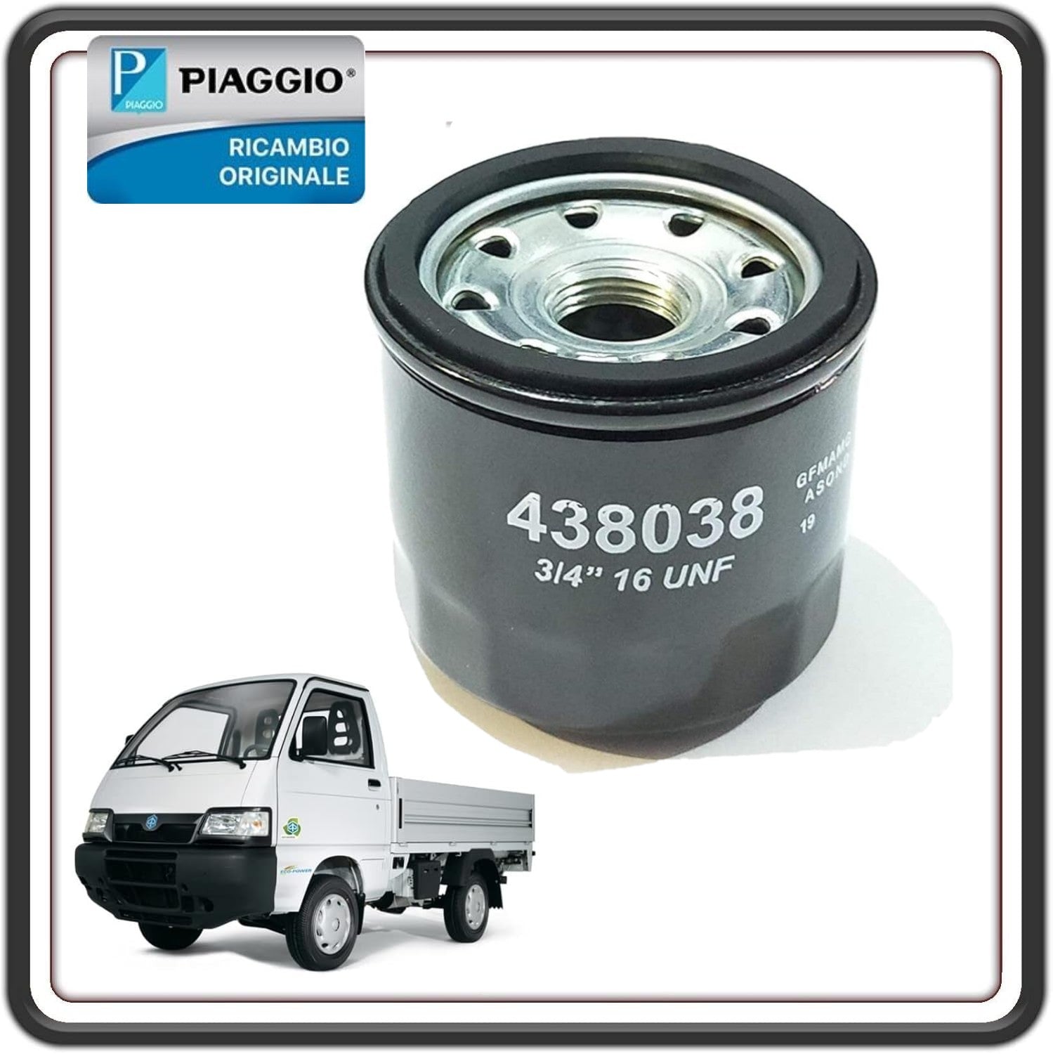 FILTRO CARTUCCIA OLIO PER PIAGGIO PORTER 1000 - PORTER 1300 16V BENZINA FINO AL 2009 MOTORE DAIHATSU ORIGINALE PIAGGIO 438038