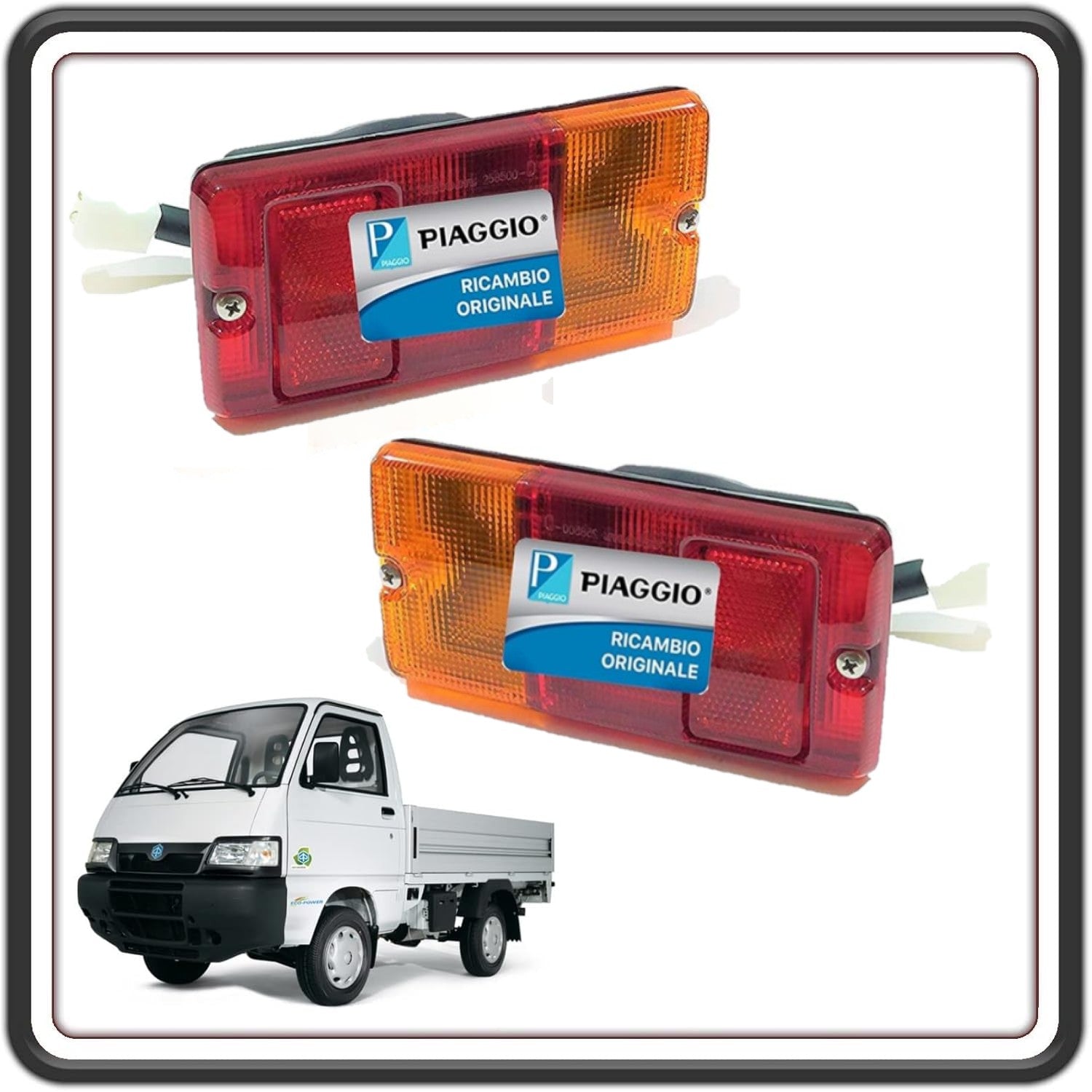 KIT 2 FRECCIA FRECCE FANALI INDICATORE DI DIREZIONE POSTERIORI LATO DESTRO E SINISTRO PIAGGIO PORTER 1300 16V - PORTER 1200 1400 DIESEL ORIGINALI PIAGGIO 8155087Z01000 - 8156087Z01000