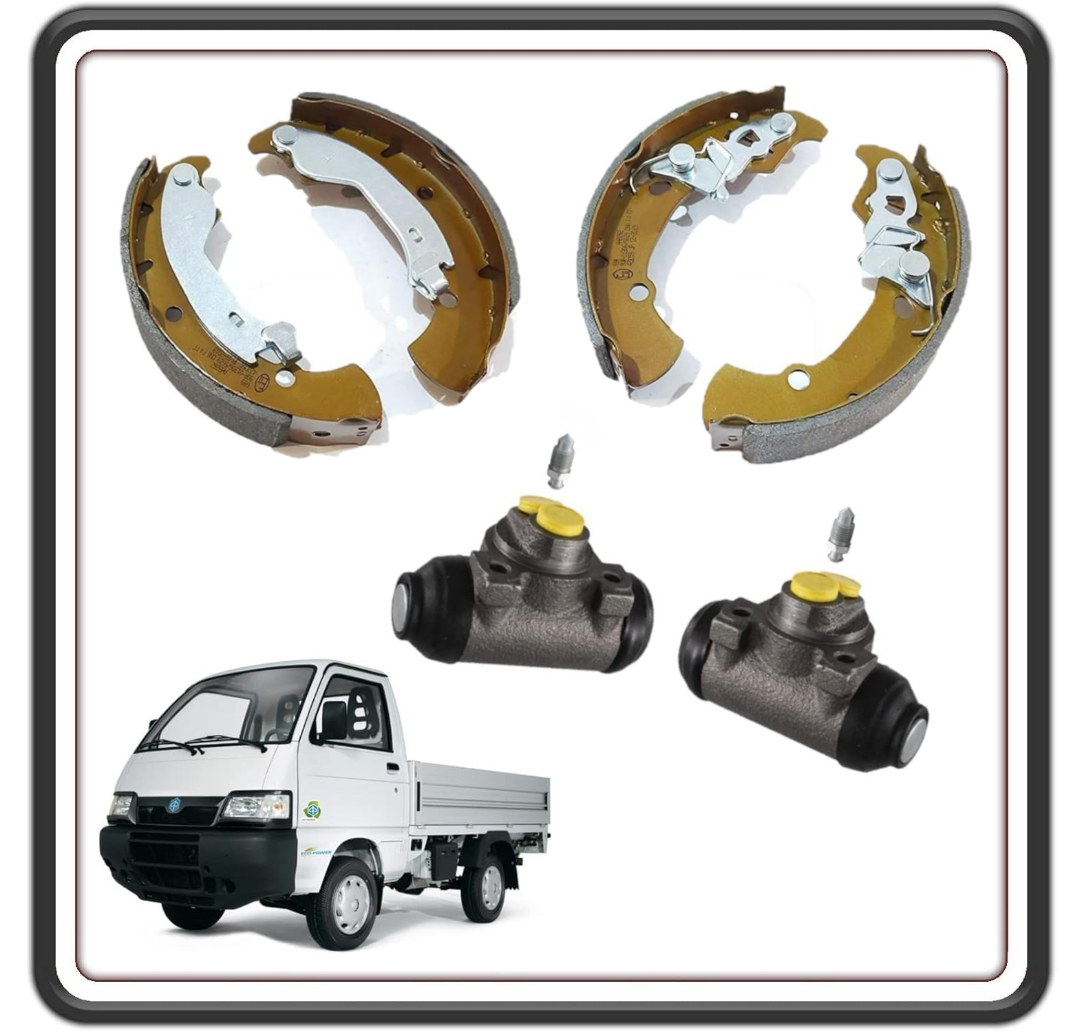 KIT GANASCE FRENO FRENI POSTERIORE COMPLETI DI 2 CILINDRETTI FRENO COMPATIBILE CON PIAGGIO PORTER 1300 16V FINO AL 2009 MOTORE DAIHATSU - PIAGGIO PORTER 1200-1400 DIESEL FINO AL 2009