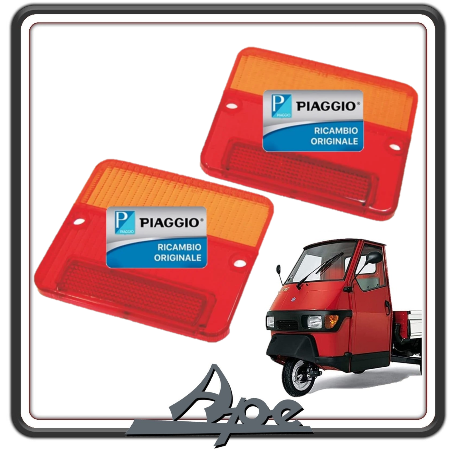 KIT COPPIA DUE GEMMA GEMME PLASTICA PLASTICHE VETRINO FRECCIA FRECCE INDICATORE DI DIREZIONE POSTERIORE PER PIAGGIO APE 50 ORIGINALE PIAGGIO 250620