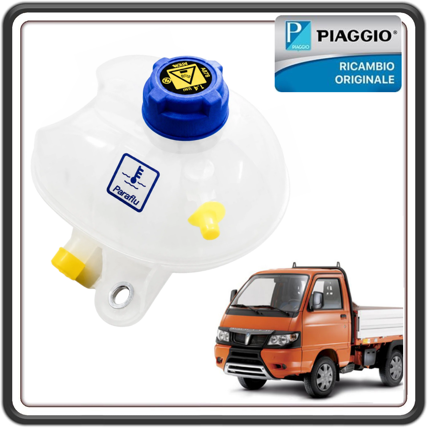 SERBATOIO LIQUIDO DI RAFFREDDAMENTO PER PIAGGIO PORTER MULTITECH DAL 2010 AL 2020 - MAXXI MULTITECH DAL 2010 AL 2020 - D120 DIESEL DAL 2010 AL 2015 - MAXXI D120 DIESEL DAL 2010 AL 2015 ORIGINALE PIAGGIO 1R000587