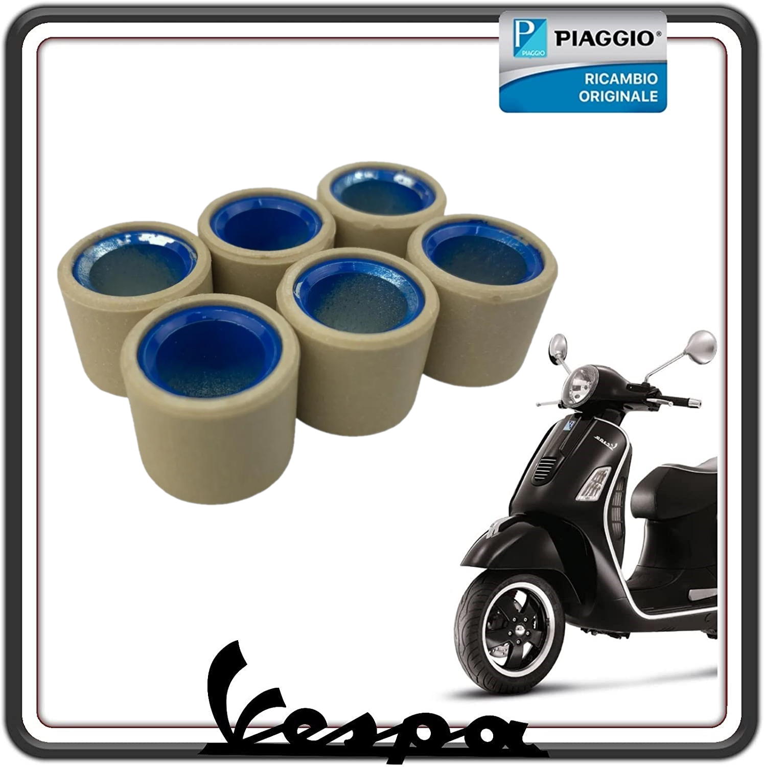 KIT 6 RULLI 19X17 11,8 GR PER PIAGGIO MEDLEY 125 - 150 CON ABS DAL 2016 AL 2019 - PIAGGIO VESPA GTS 125 CON ABS DAL 2016 AL 2024 - PIAGGIO VESPA GTS 150 ABS DAL 2016 AL 2018 ORIGINALE PIAGGIO CM308503