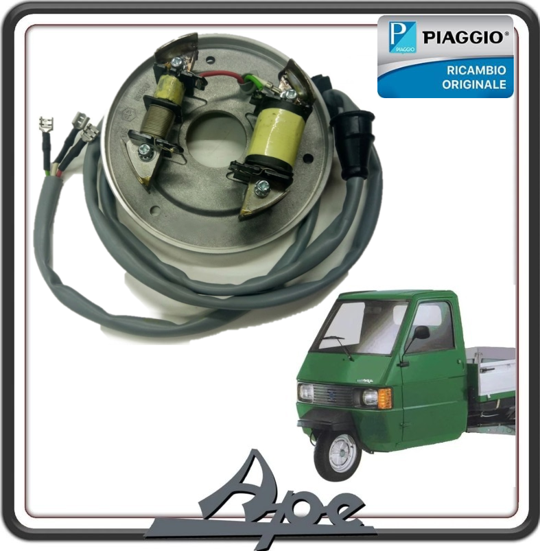 STATORE MAGNETE VOLANO GENERATORE DI CORRENTE PER PIAGGIO APE TM 703 BENZINA DAL 1984 AL 2007 - PIAGGIO APE 602 BENZINA DAL 1982 AL 1983 ORIGINALE PIAGGIO 2202353