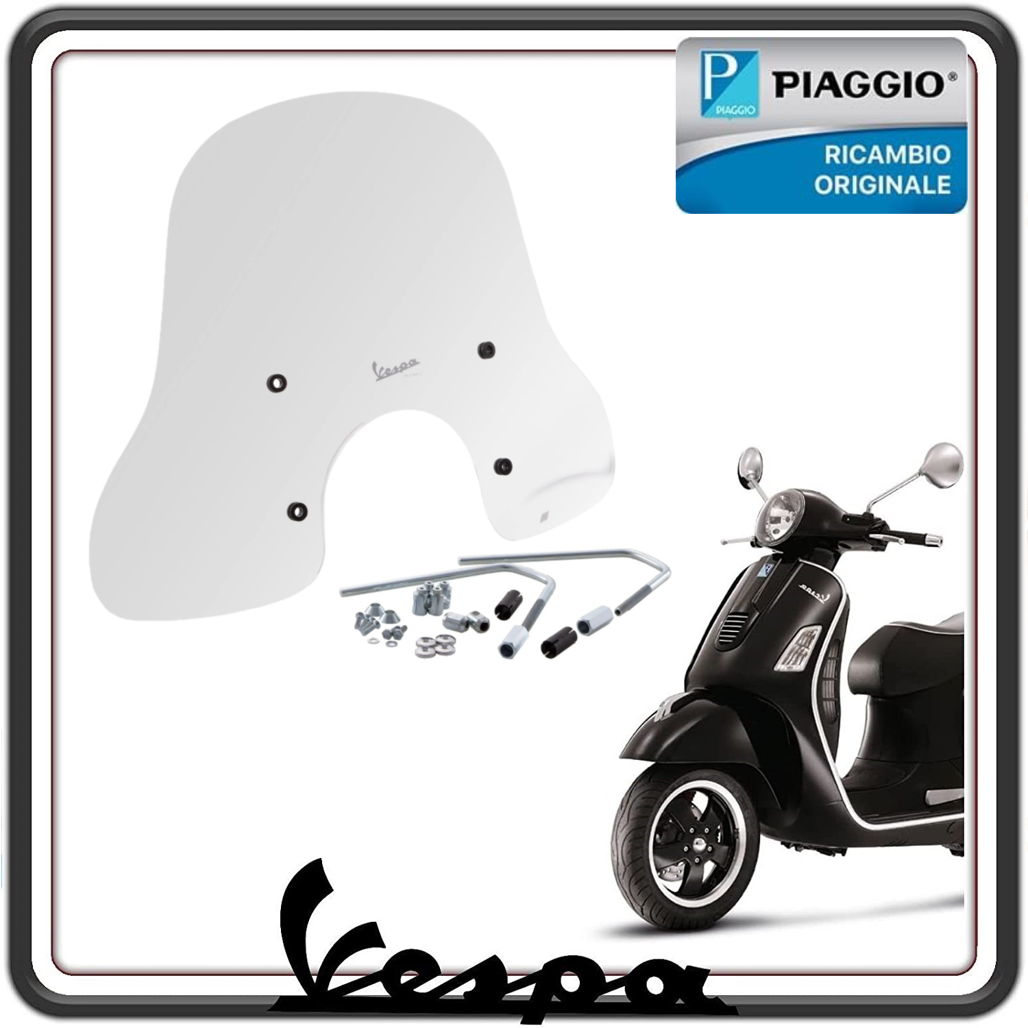 KIT PARABREZZA PARA VENTO MEDIO PER PIAGGIO VESSPA GTS 125-250-300 - VESPA GT GRANTURISMO 125-200 DAL 2003 AL 2008 ORIGINALE PIAGGIO 1B001598