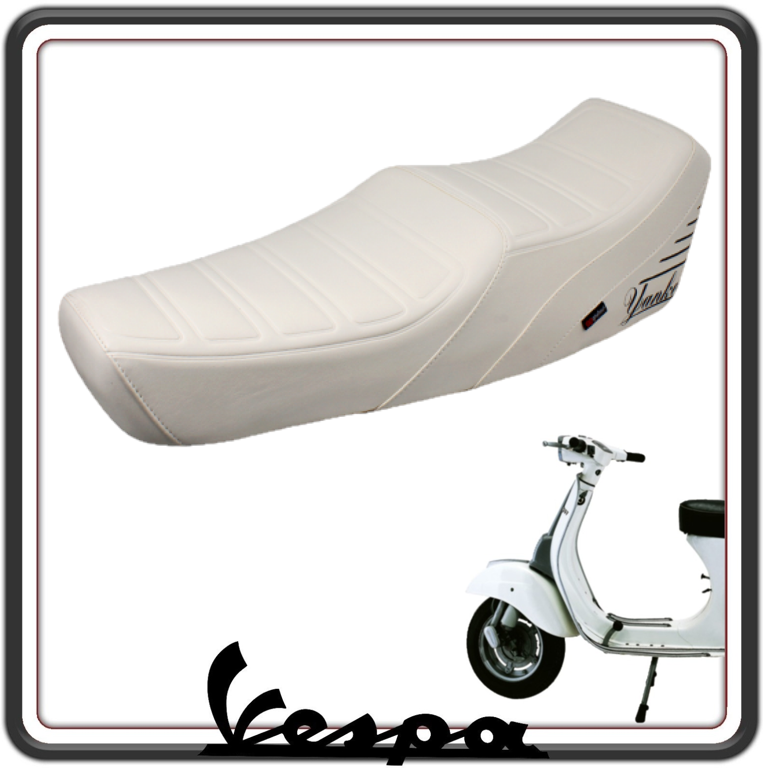 SELLA SELLONE SEDILE NISA YANKEE BIANCA (COMPLETA DI SERRATURA) PER PIAGGIO VESPA 50 SPECIAL - L R N - VESPA 125 PRIMAVERA