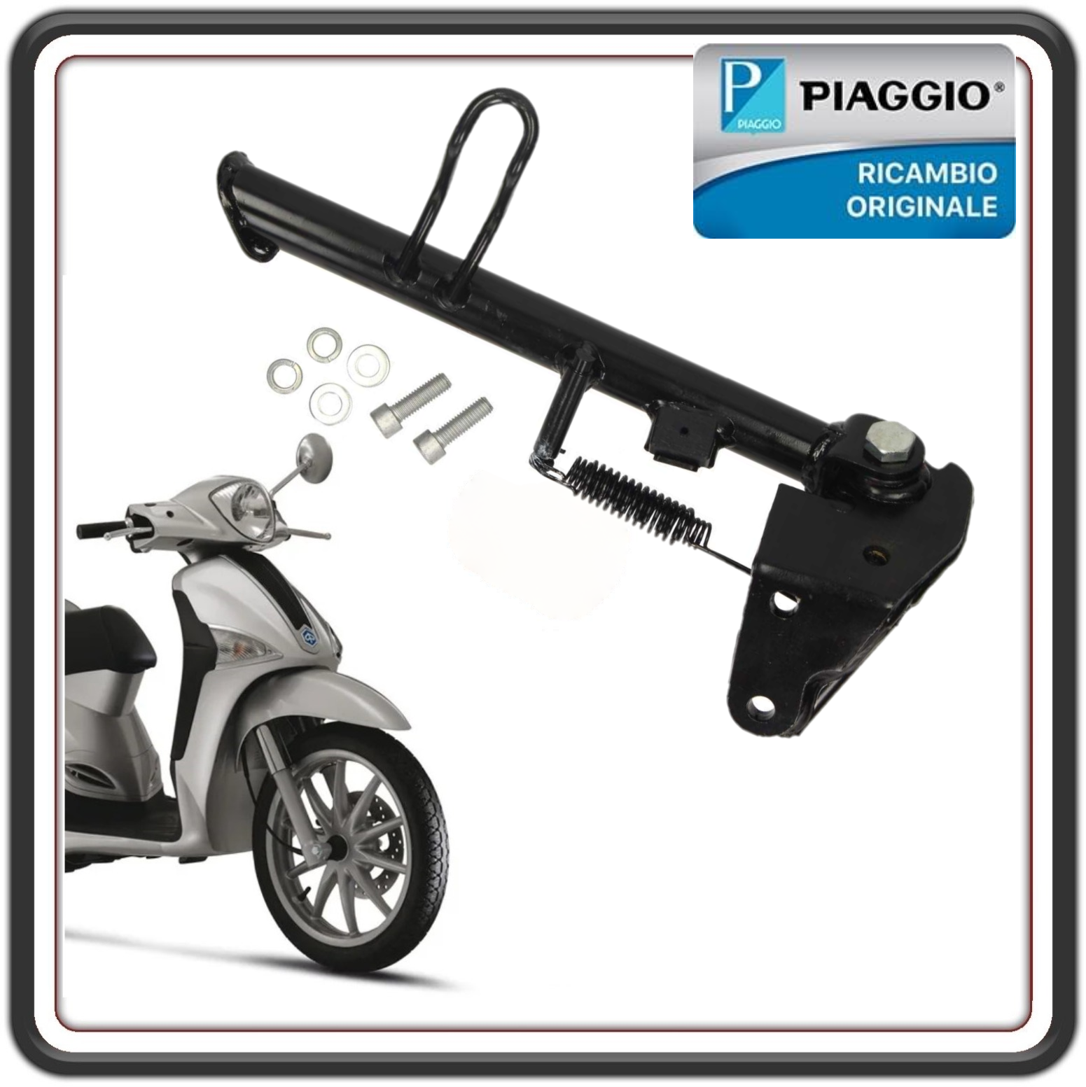 CAVALLETTO LATERALE COMPLETO NERO PER PIAGGIO LIBERTY 50-125 (LEGGI COMPATIBILITA') ORIGINALE PIAGGIO 646545