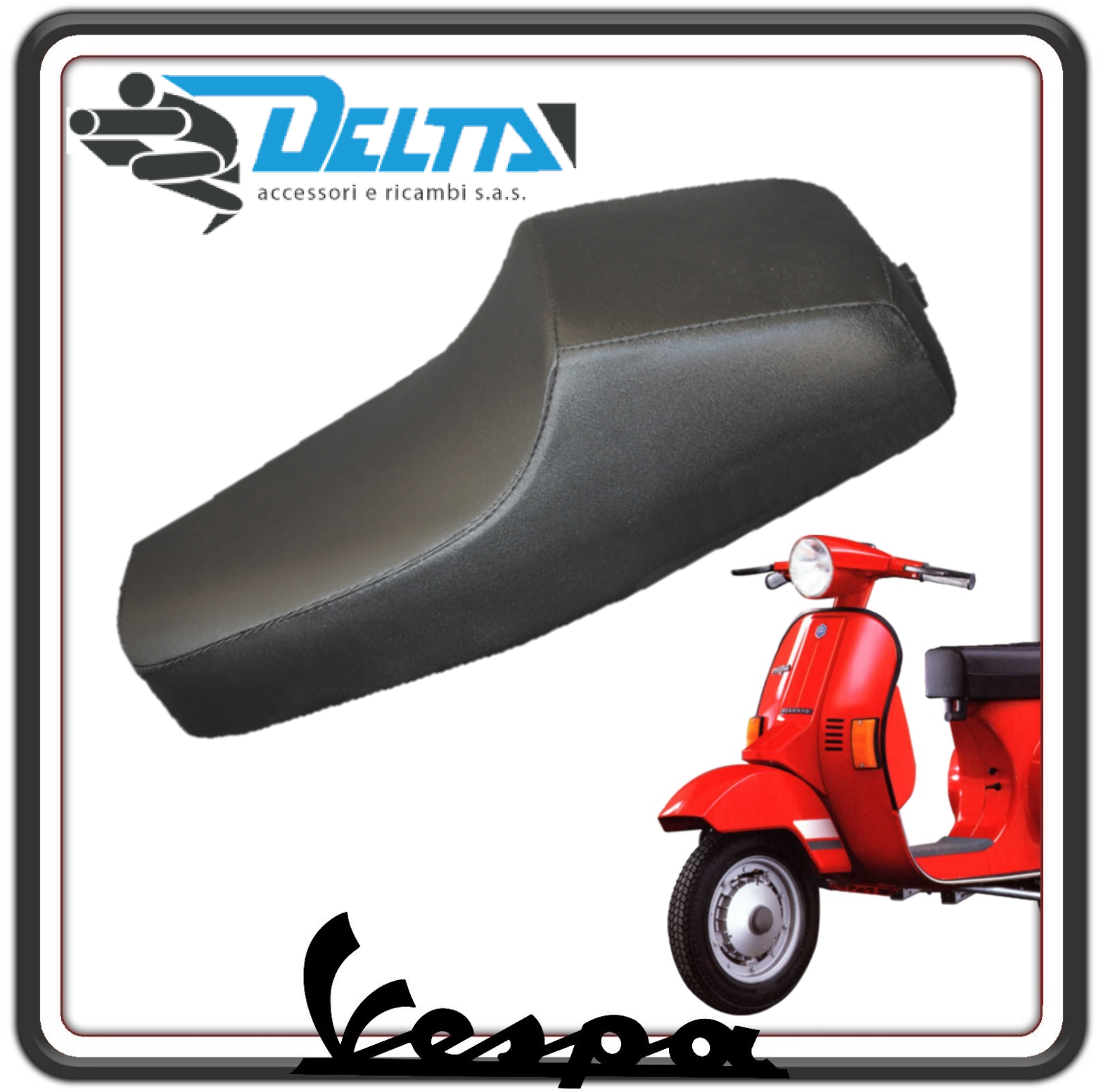 SELLA SELLONE SEDILE NERO CORTO MONOPOSTO CON GOBBA PER PIAGGIO VESPA PK 50 - 50S -50S LUSSO - 50 SS