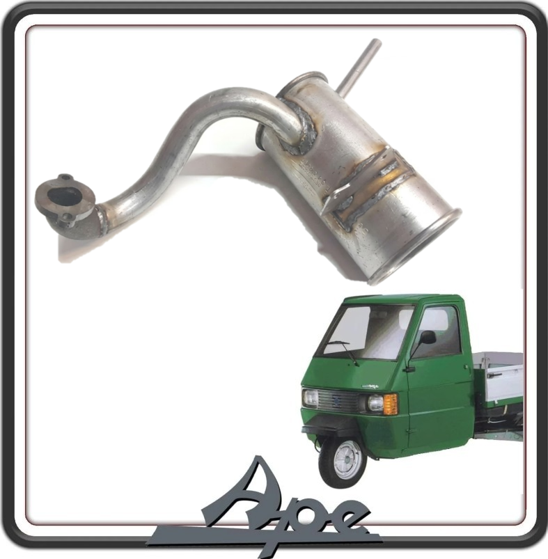 MARMITTA TERMINALE DI SCARICO RINFORZATO COMPATIBILE PER PIAGGIO APE TM 703 BENZNA DAL 1984 AL 2007 - PIAGGIO APE 602 BENZINA DAL 1982 AL 1983 - PIAGGIO APE CAR P2 - P3 DAL 1972 AL 1986