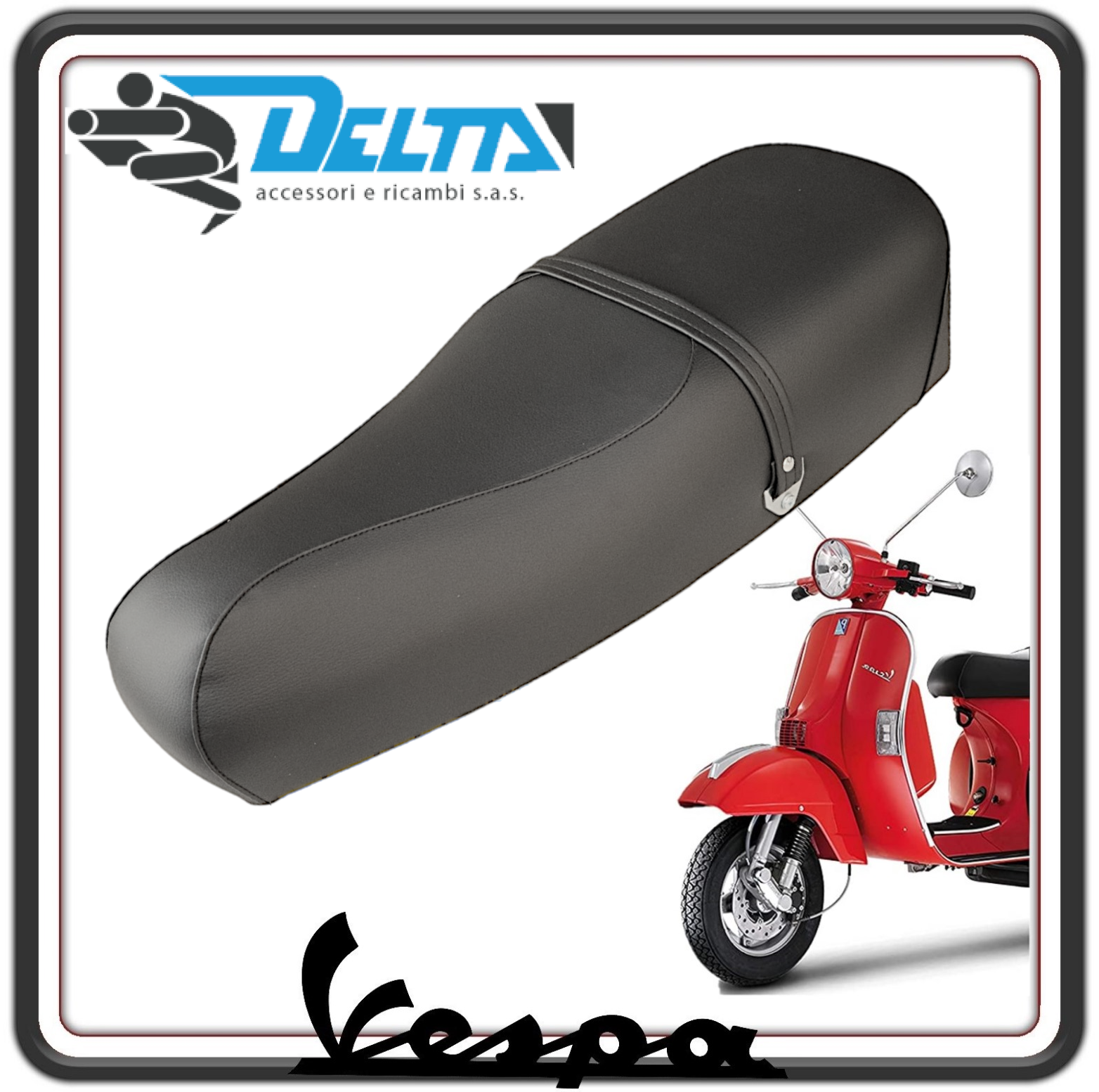 SELLA SELLONE SEDILE LUNGO BIPOSTO NERO CON SERRATURA PER PIAGGIO VESPA PX 2011