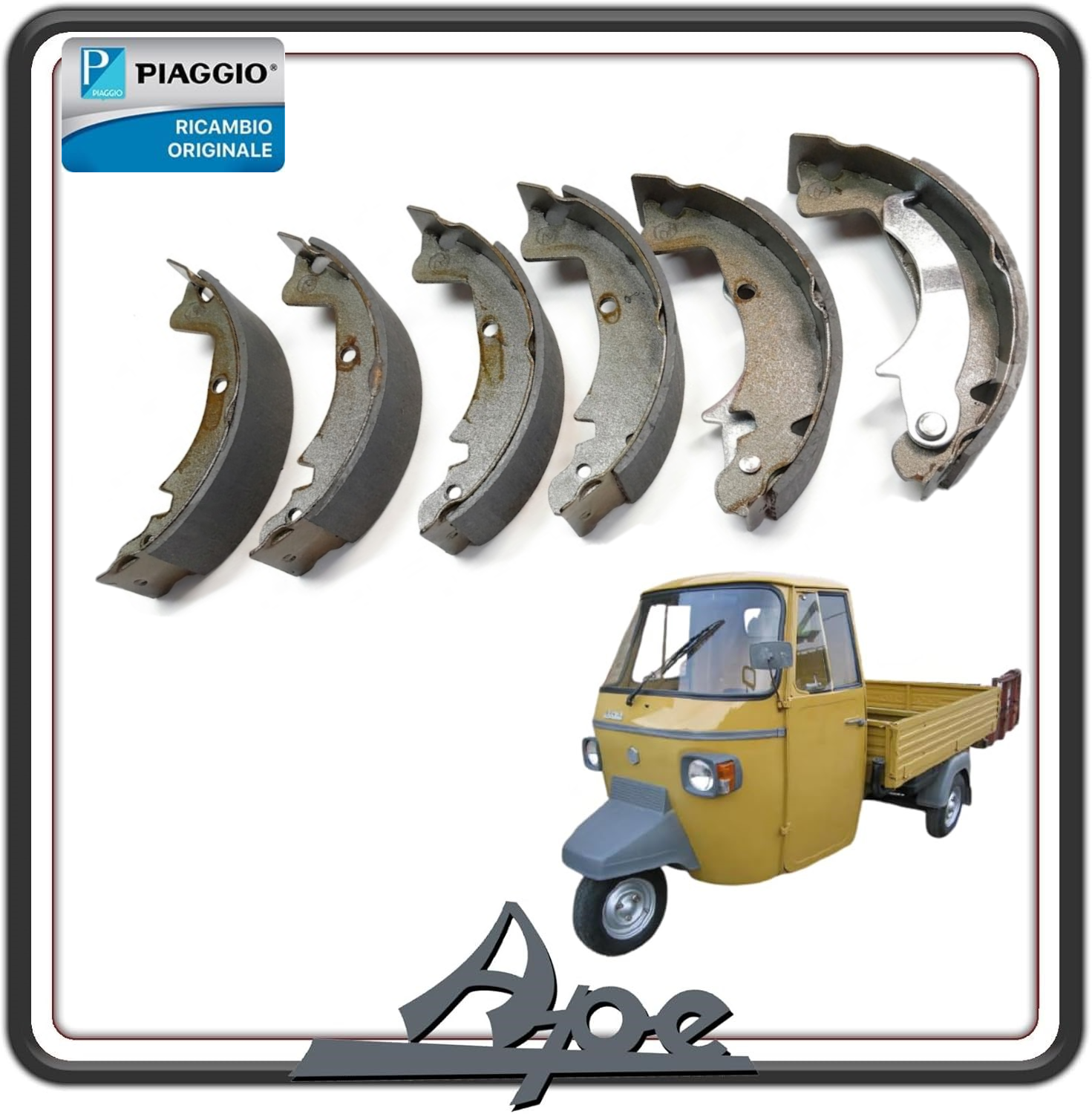 KIT SERIE GANASCE ANTERIORI E POSTERIORI PER PIAGGIO APE MP 501-601 - PIAGGIO APE CAR P2-P3 DAL 1972 AL 1986 ORIGINALE PIAGGIO 498401