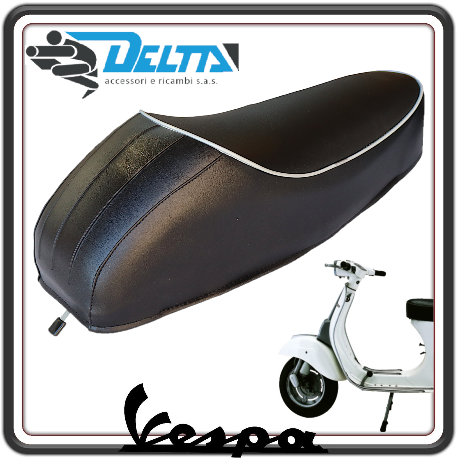 SELLA SELLONE SEDILE NERO CON GOBBA E APERTURA CON LEVETTA PER PIAGGIO VESPA 50 SPECIAL