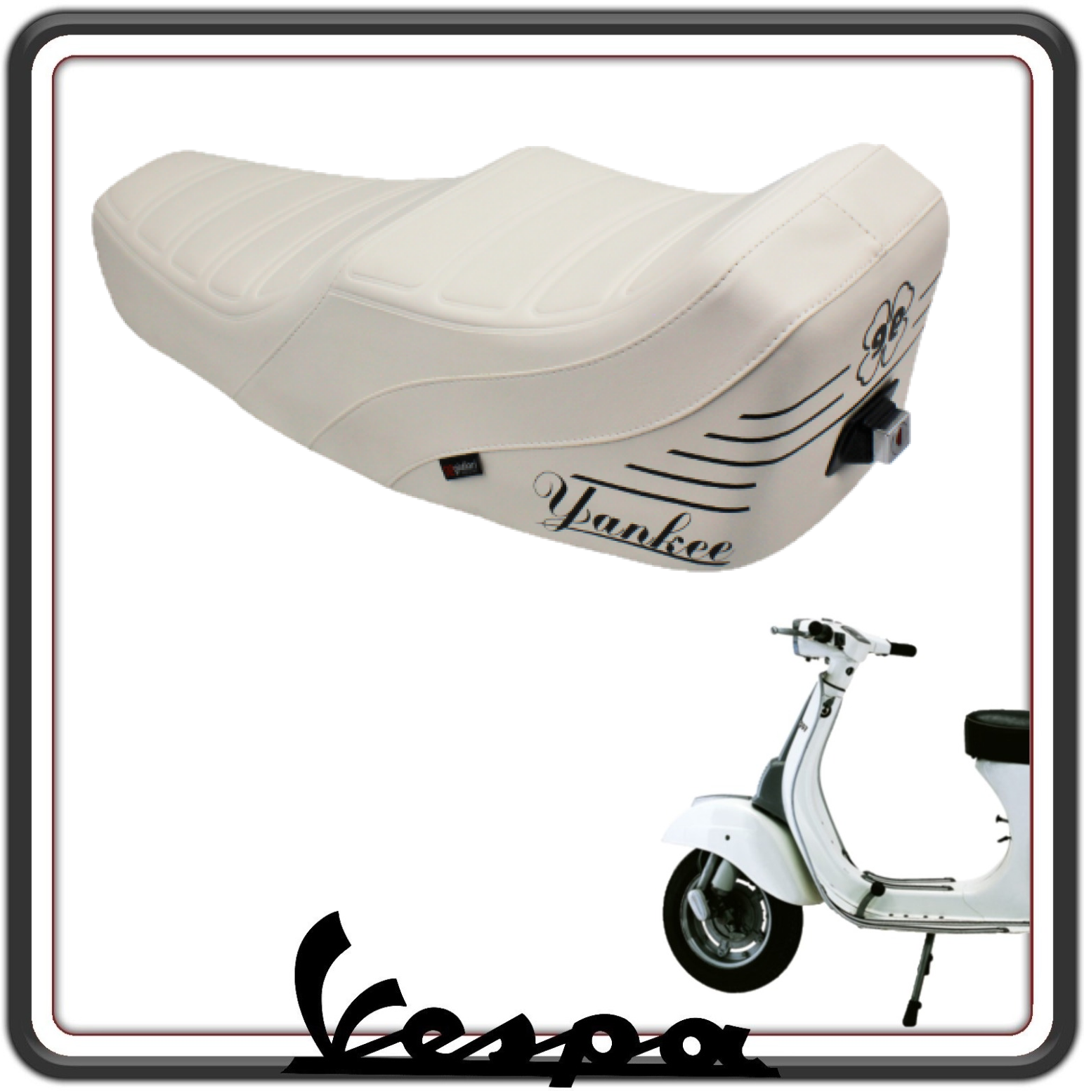 SELLA SELLONE SEDILE NISA YANKEE BIANCA (COMPLETA DI SERRATURA) PER PIAGGIO VESPA 50 SPECIAL - L R N - VESPA 125 PRIMAVERA