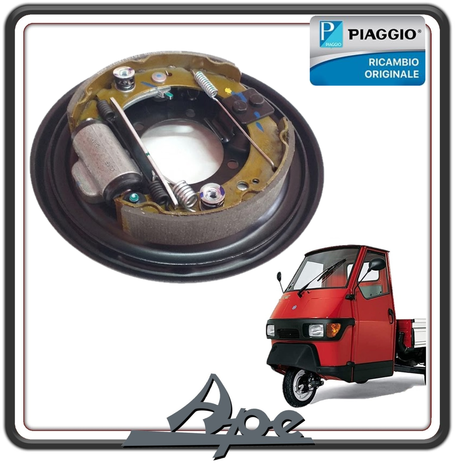 GRUPPO FRENO FRENI FRENI POSTERIORE DESTRO DX COMPLETO PER PIAGGIO APE 50 DAL 2018 AL 2022 ORIGINALE PIAGGIO 1E003121