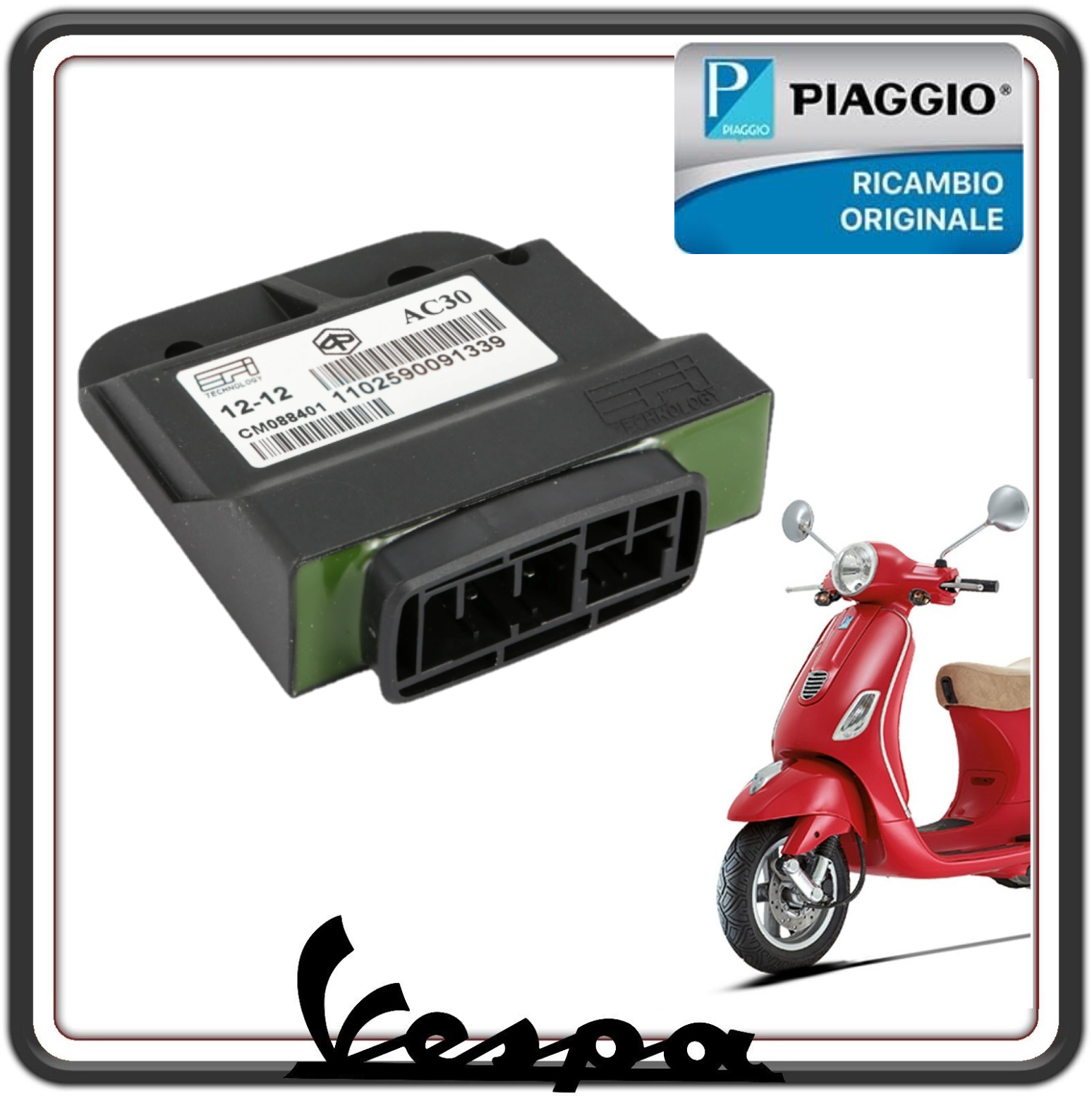 CENTRALINA DISPOSITIVO ACCENSIONE ELETTRONICA PER PIAGGIO VESPA LX 50 DAL 2009 AL 2013 - VESPA PRIMAVERA 50 DAL 2013 AL 2017 - VESPA SPRINT 50 DAL 2014 AL 2017 ORIGINALE PIAGGIO CM088401