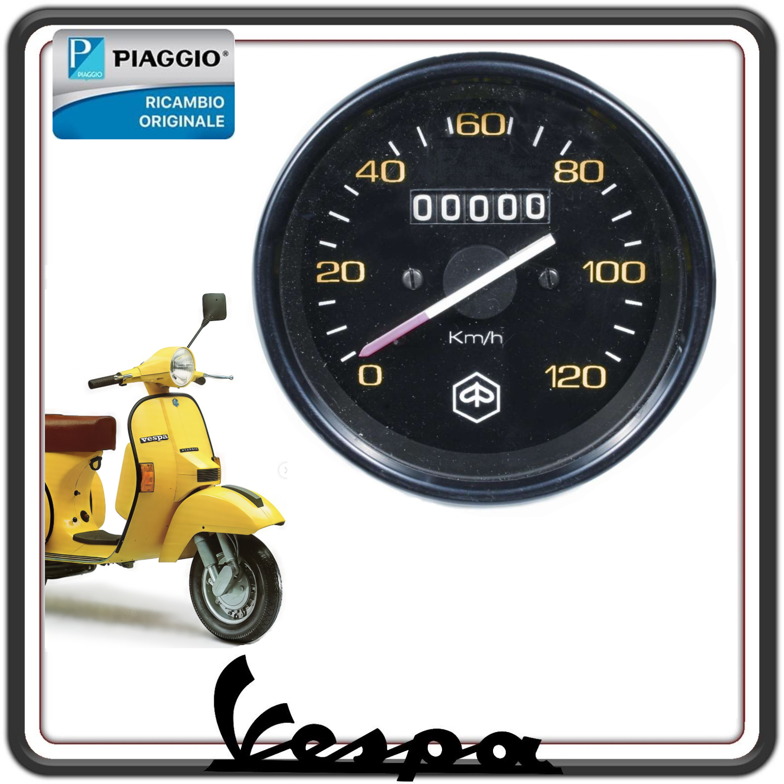 GRUPPO STRUMENTI CONTA KM CONTACHILOMETRI PER PIAGGIO VESPA PX 1° SERIE 125-150-200 DAL 1977 AL 1982 ORIGINALE PIAGGIO 190523
